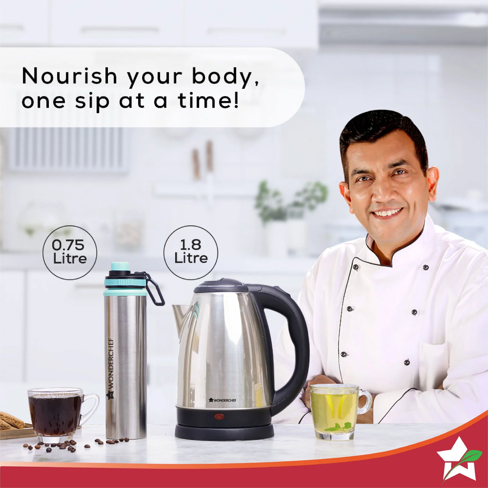 Crescent Kettle 1.8L + Sippy Stainless Steel Bottle, Gift Combo, For Family and Friends, Gift for Diwali and Other Festivals, House Warming - Image 2