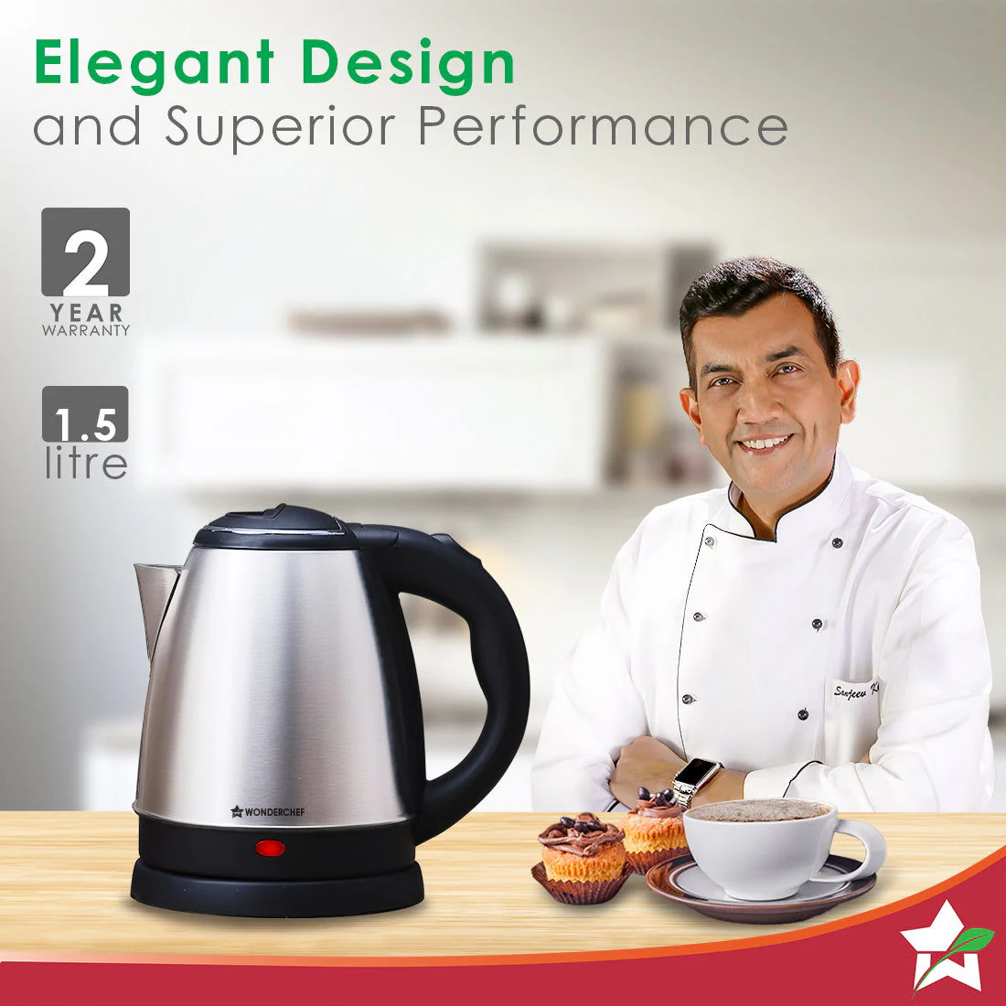Crescent Kettle + Dry Iron Festive Gift Combo | 1.5L Kettle | Boil Water in 5-7 Mins | BPA-free Stainless Steel | 1000W Swift Dry Iron for Cotton, Linen, Nylon, Silk | Button Groove - Image 2