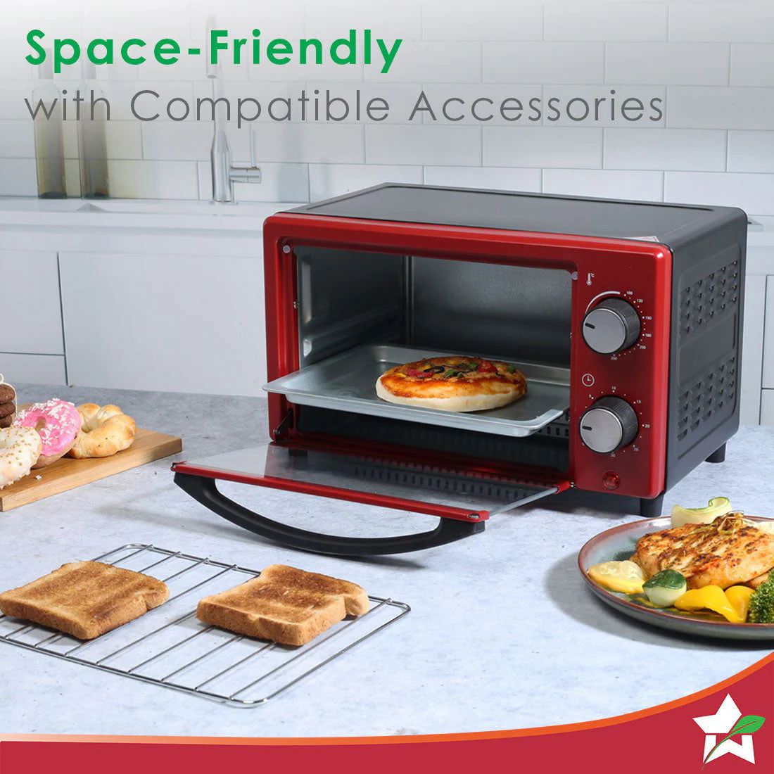 Oven Toaster Griller (OTG) Crimson Edge - 9 Litres - with Auto-shut Off, Heat-resistant Tempered Glass, Multi-stage Heat Selection, 2 Years Warranty, 650W, Red - Image 5