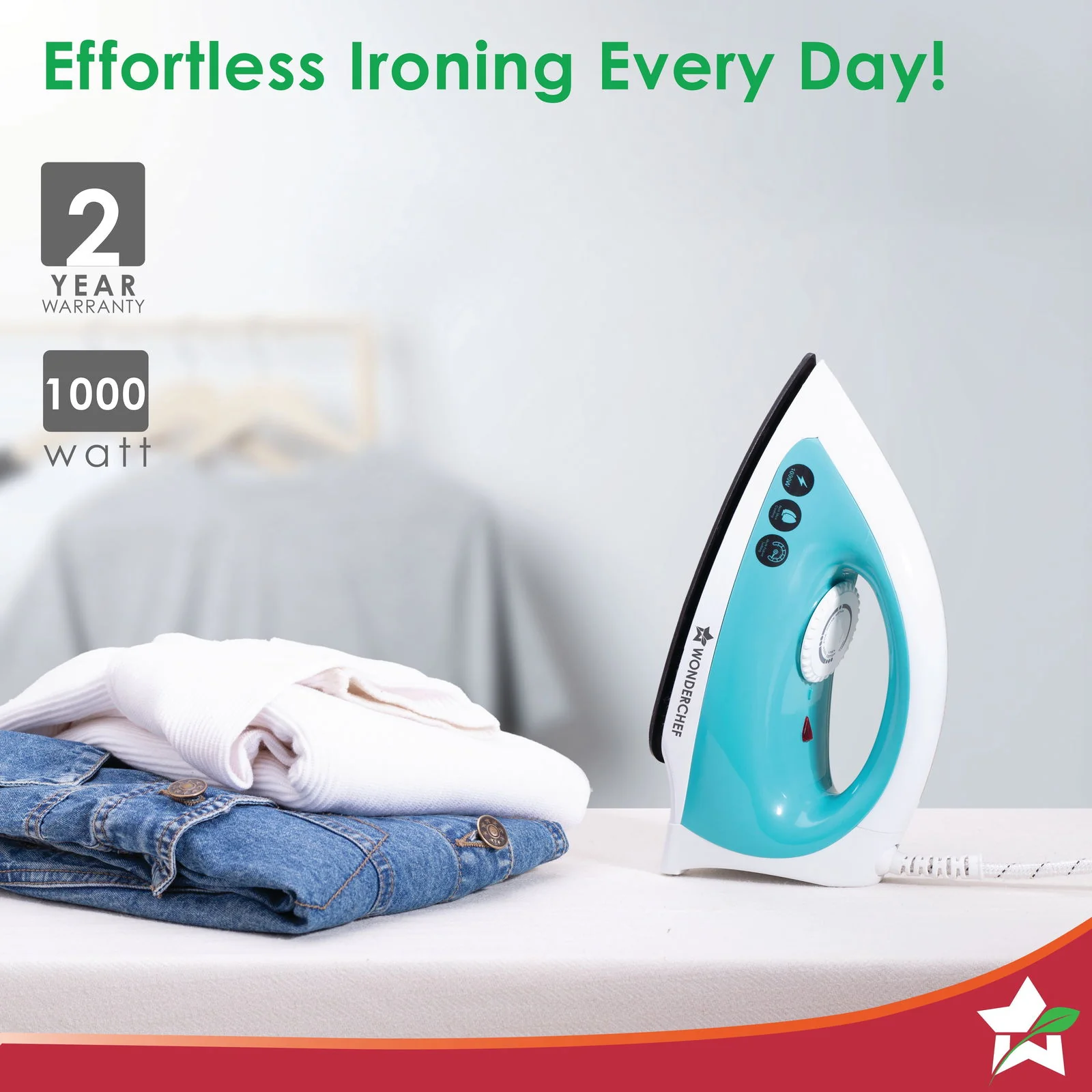Dry Iron Cruze | 1000W | Quick Heating | Non-Stick Coated Sole Plate | Light and Compact Design | Temperature Control Dial | 1 Year Warranty - Image 2
