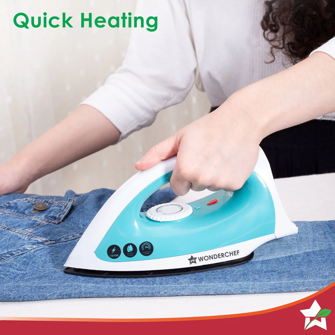 Dry Iron Cruze | 1000W | Quick Heating | Non-Stick Coated Sole Plate | Light and Compact Design | Temperature Control Dial | 1 Year Warranty - Image 3