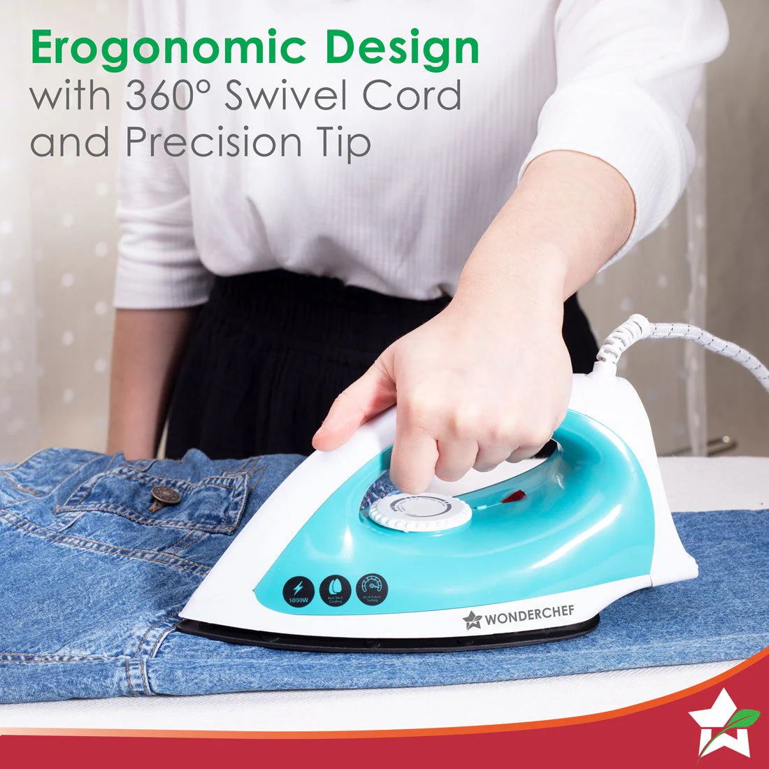 Dry Iron Cruze | 1000W | Quick Heating | Non-Stick Coated Sole Plate | Light and Compact Design | Temperature Control Dial | 1 Year Warranty - Image 6