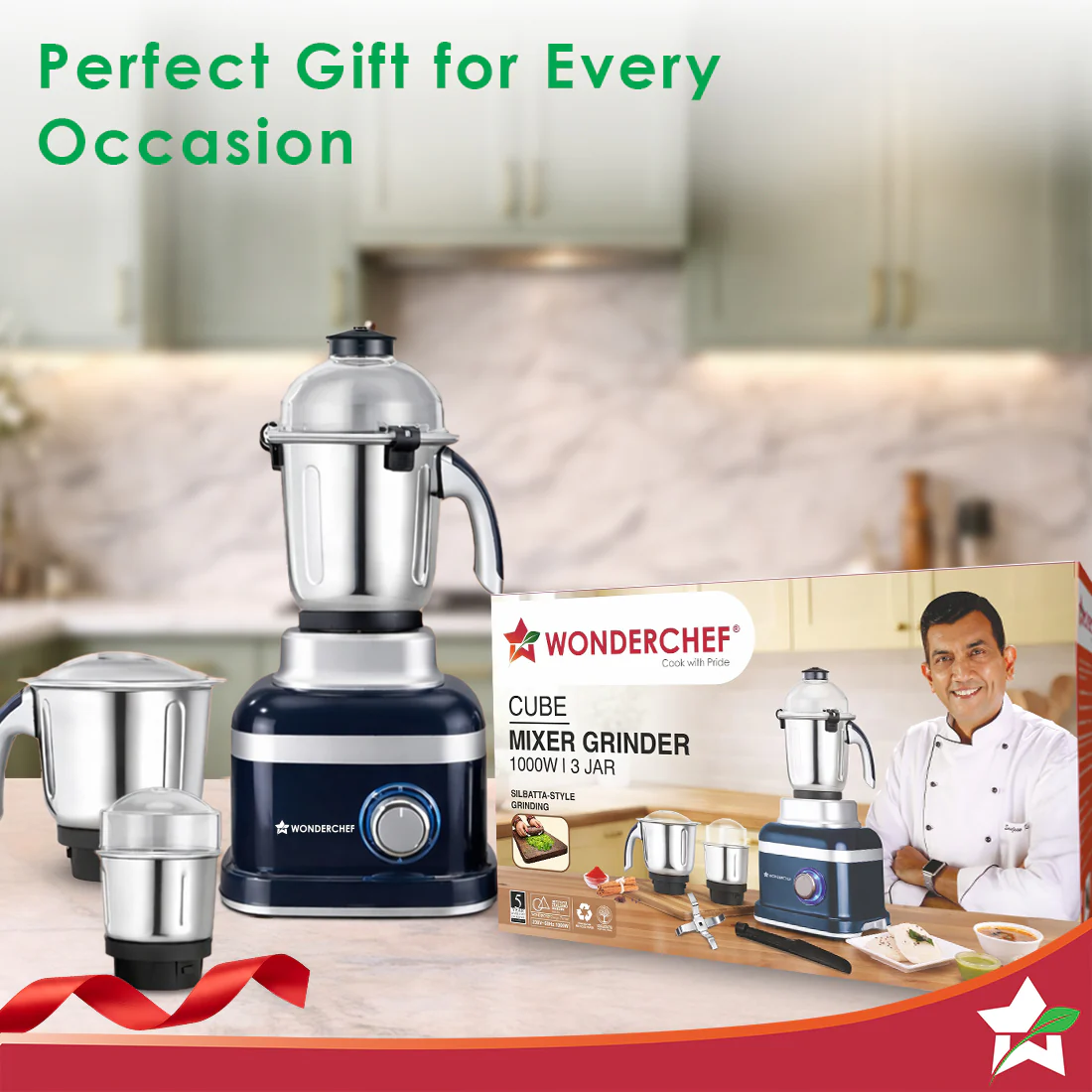 Cube 1000W Mixer Grinder, 3 Jars with Flow Breakers, Special Coarse Blade for Silbatta-style Khada Masala Grinding, Ideal for Grinding, Blending Chutney, Idli/Dosa Batter, 2-Yr Warranty - Image 9