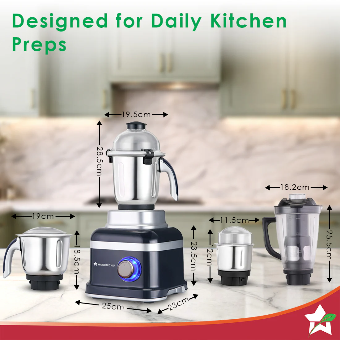 Cube 1000W Mixer Grinder, 4 Jars with Flow Breakers, Special Coarse Blade for Silbatta-style Khada Masala Grinding, Ideal for Grinding, Blending Chutney, Idli/Dosa Batter, 2-Yr Warranty - Image 3