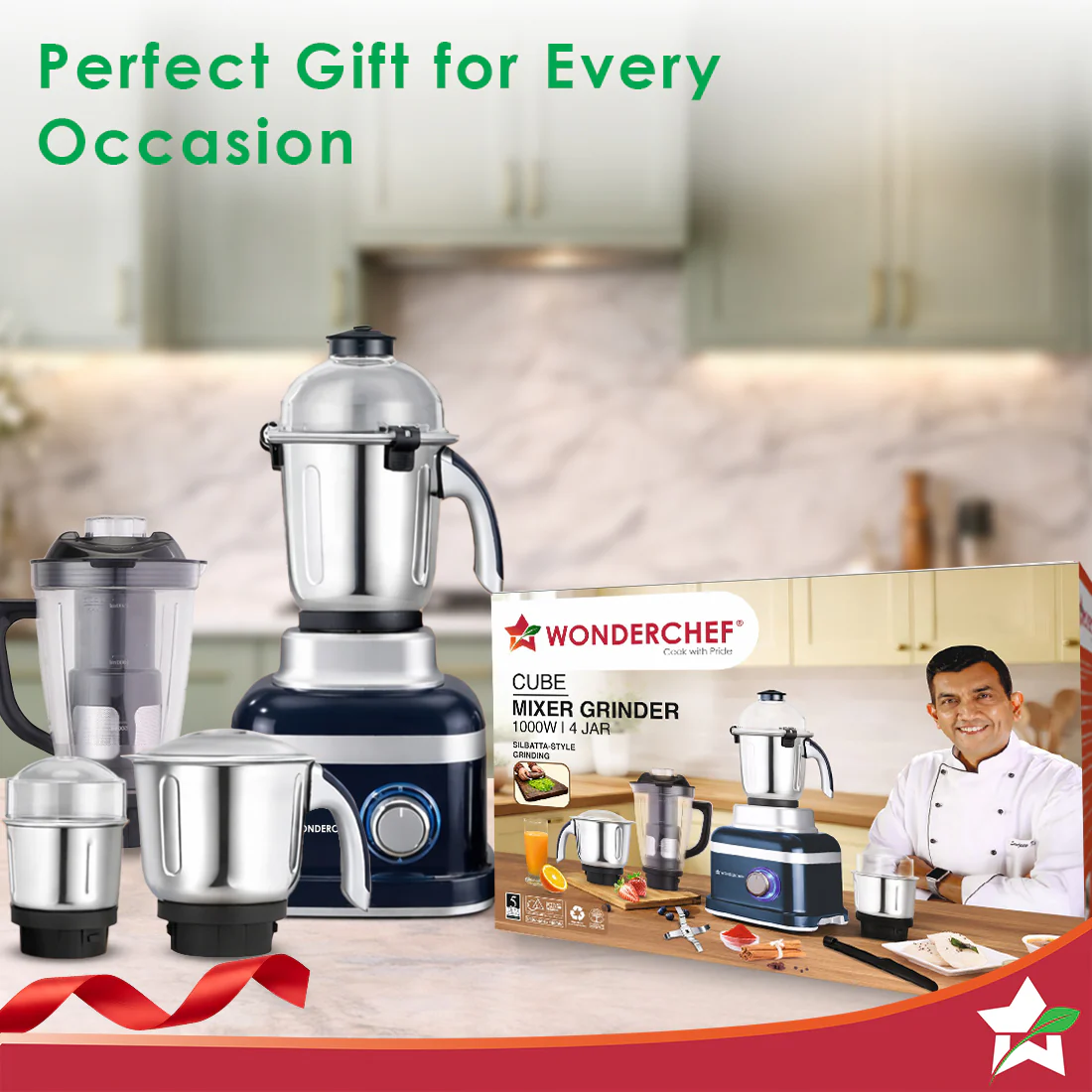 Cube 1000W Mixer Grinder, 4 Jars with Flow Breakers, Special Coarse Blade for Silbatta-style Khada Masala Grinding, Ideal for Grinding, Blending Chutney, Idli/Dosa Batter, 2-Yr Warranty - Image 9