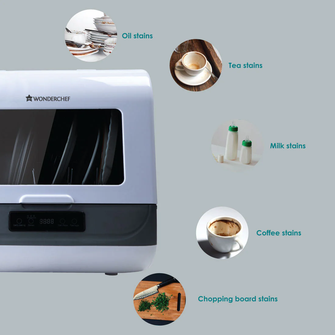 CounterTop Dishwasher, 1250W, 72°C High Temperature Sterilization, 360°Double Spray, Effective Drying System, Portable, 9L - Image 8