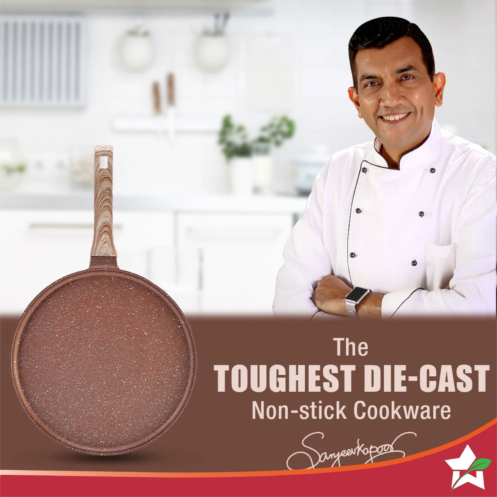 Duralife Die-cast 28 cm Dosa Tawa | 5 Layer Healthy Duramax Non-Stick Coating | Soft Touch Handle | Pure Grade Aluminium | PFOA Free | 2 Year Warranty | Copper - Image 2