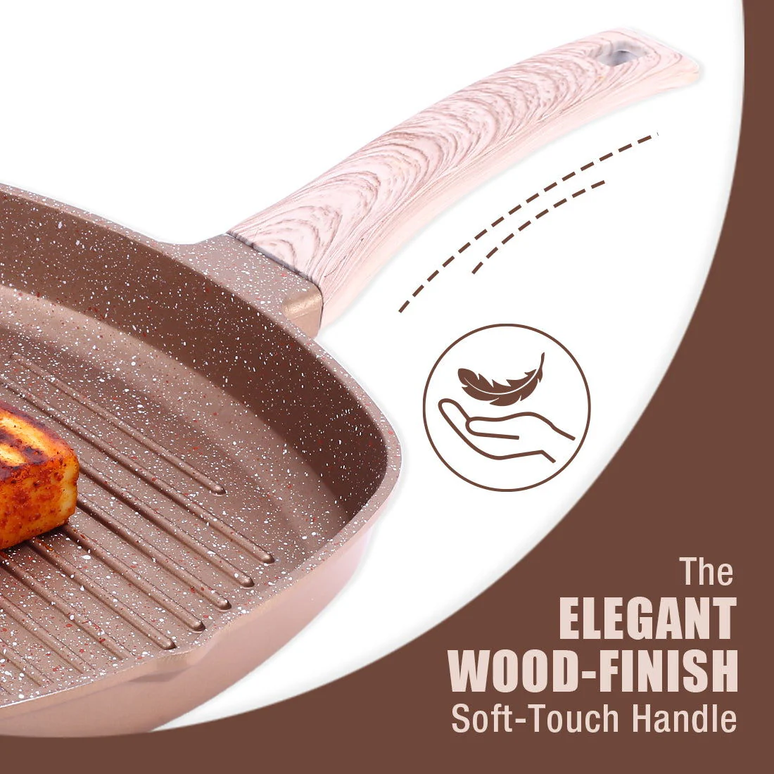 Duralife Die-cast 24 cm Grill Pan | 5 Layer Healthy Duramax Non-Stick Coating | Soft Touch Handle | Pure Grade Aluminium | PFOA Free | 1.5 liters | 2 Year Warranty | Copper - Image 6