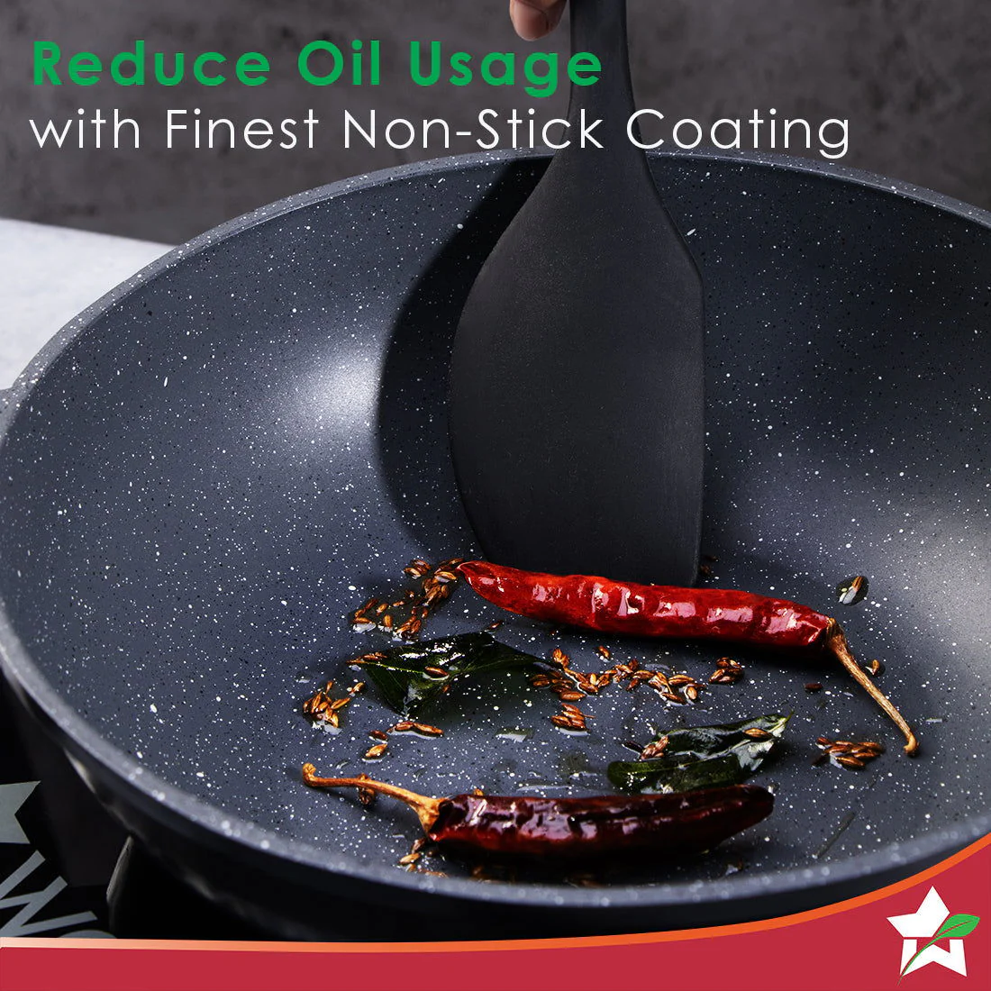 Duralite Die-Cast Kadhai with Lid | 24 cm | 2.4 L | 5 Layer Meta-Tuff Non-Stick Coating | Never Loses Shape | Non-Toxic | Cool Touch Handles and Knob | PFOA Free | Pure Grade Aluminium | Easy to Clean | Grey | 2 Years Warranty - Image 5