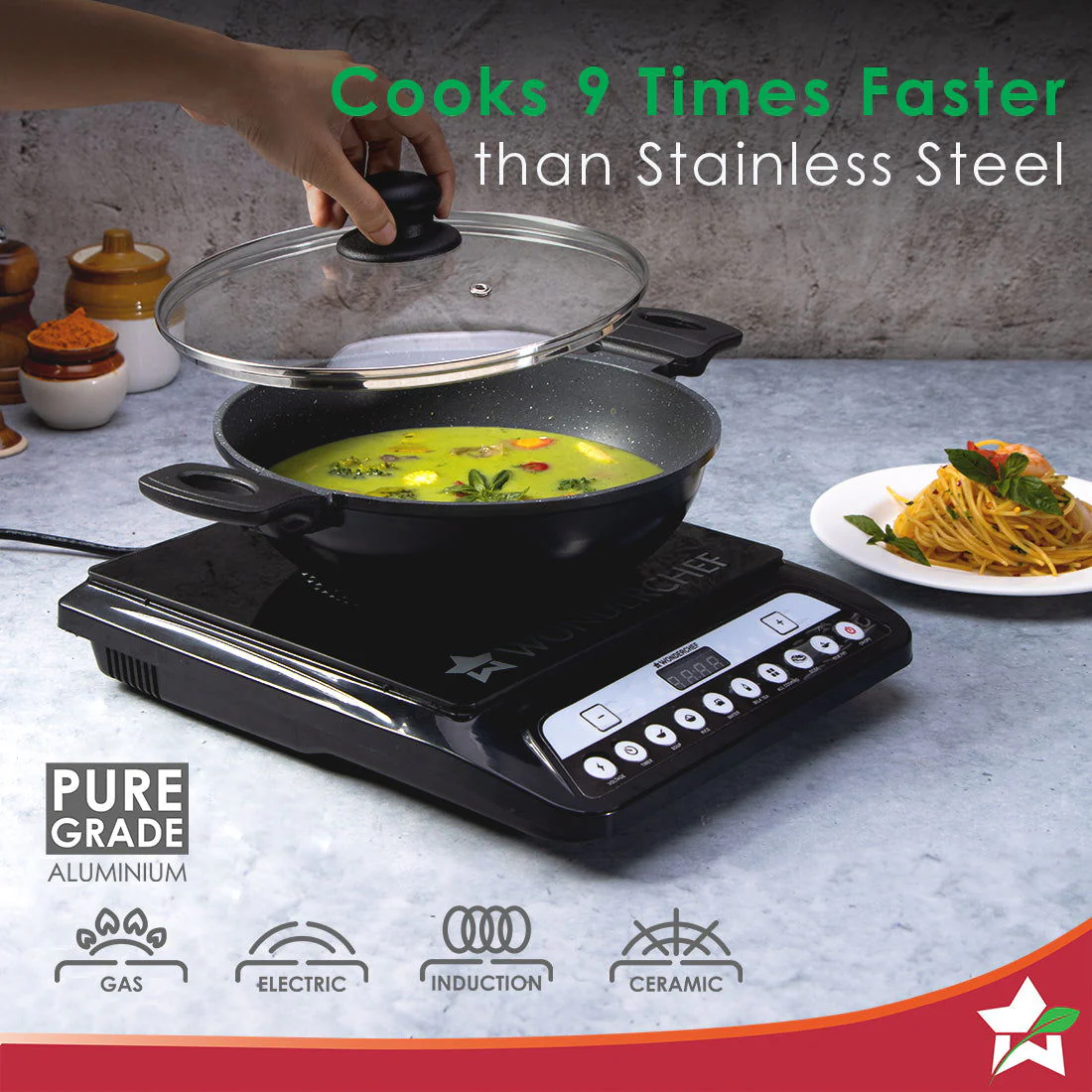 Duralite Die-Cast Kadhai with Lid | 24 cm | 2.4 L | 5 Layer Meta-Tuff Non-Stick Coating | Never Loses Shape | Non-Toxic | Cool Touch Handles and Knob | PFOA Free | Pure Grade Aluminium | Easy to Clean | Grey | 2 Years Warranty - Image 6