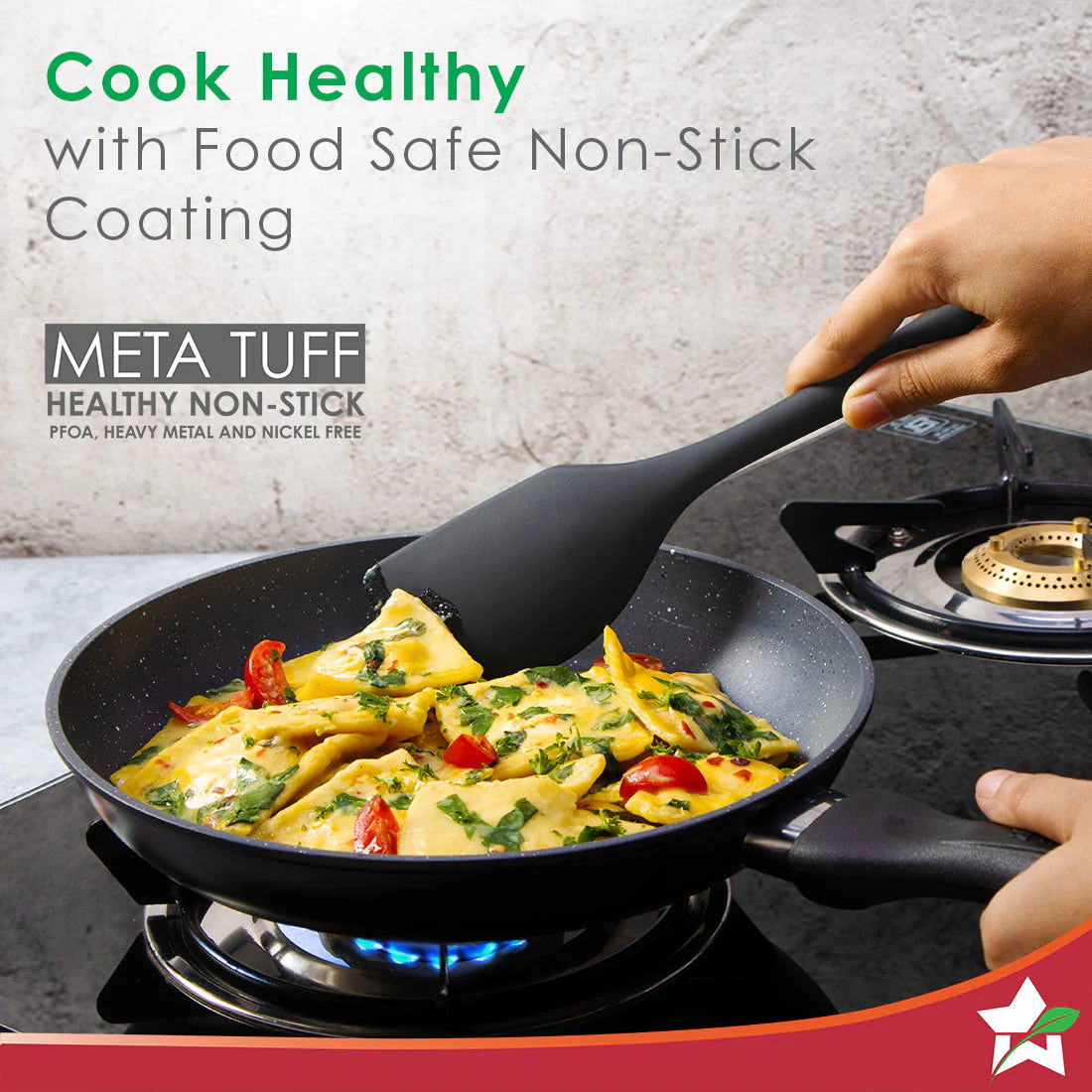 Duralite Die-Cast Non-Stick Pans 4 pcs Set | 24 cm Kadhai with Lid, 24 Cm Fry Pan, 28 cm Dosa Tawa | 1.2 L | Grey | 2 Years Warranty - Image 3