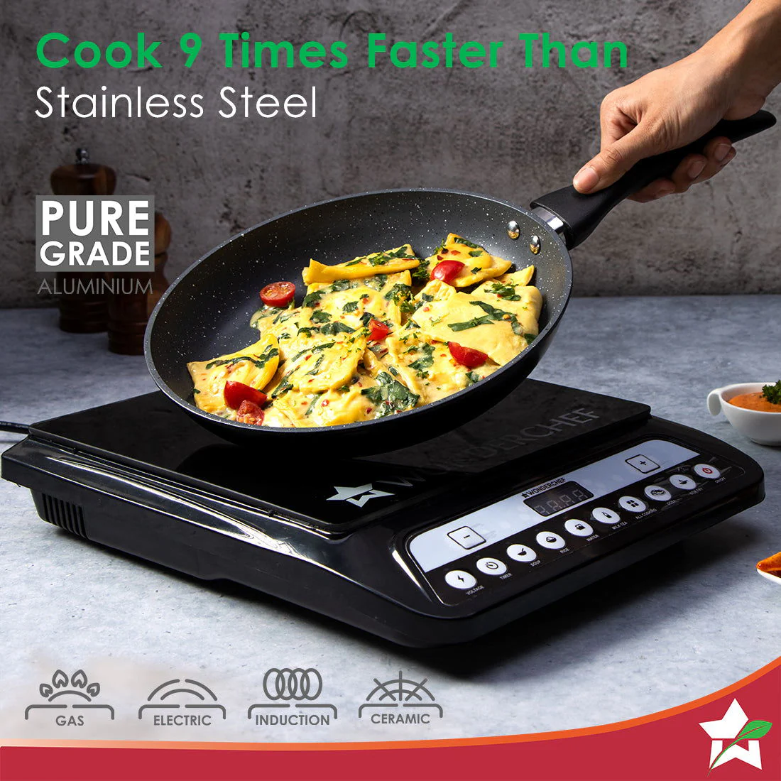 Duralite Die-Cast Non-Stick Pans 4 pcs Set | 24 cm Kadhai with Lid, 24 Cm Fry Pan, 28 cm Dosa Tawa | 1.2 L | Grey | 2 Years Warranty - Image 6