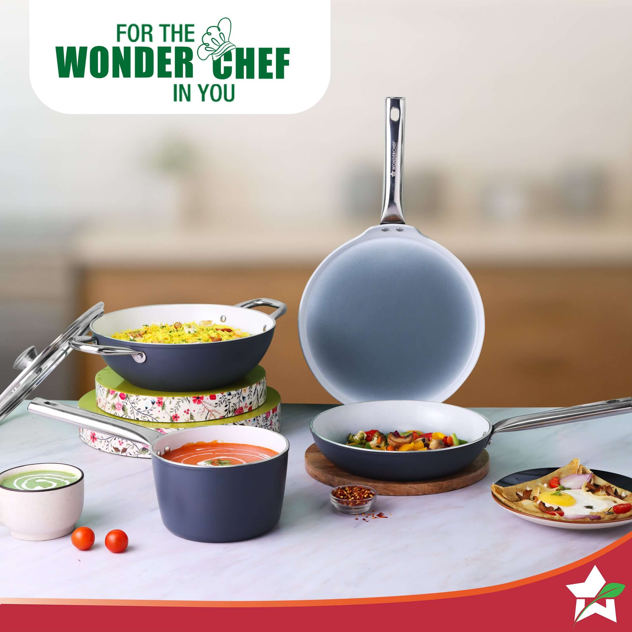 Eco-Glide Ceramic Kadhai 28cm with Glass Lid, 4.3Litre Non-toxic, Chemical Free, Low Oil Cooking, Scratch-resistant, Stainless-steel Handle, Gas+Induction Compatible, 2-Year Warranty, Grey - Image 8
