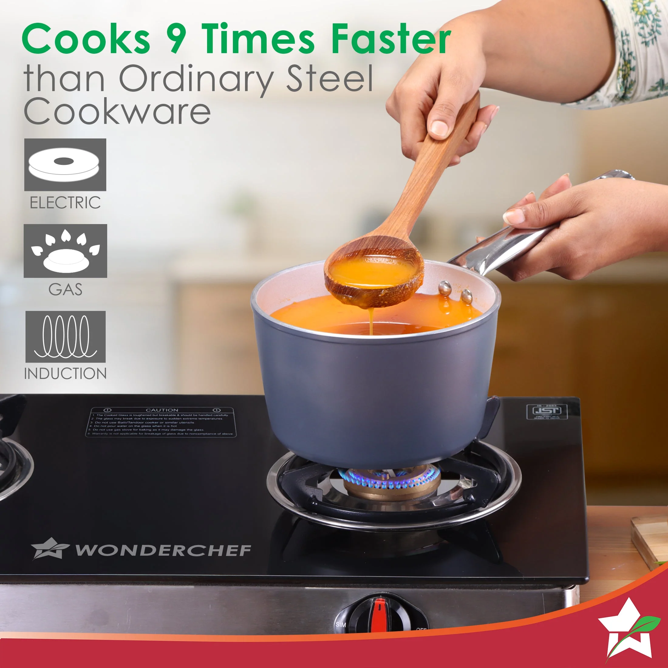 Eco-Glide Ceramic Saucepan 16cm, Non-Toxic, Chemical & PFOA Free, 1.75L capacity, Low Oil Cooking, Scratch-resistant, Stainless-steel Handle, Gas & Induction Compatible, 2-Yr Warranty, Grey - Image 4