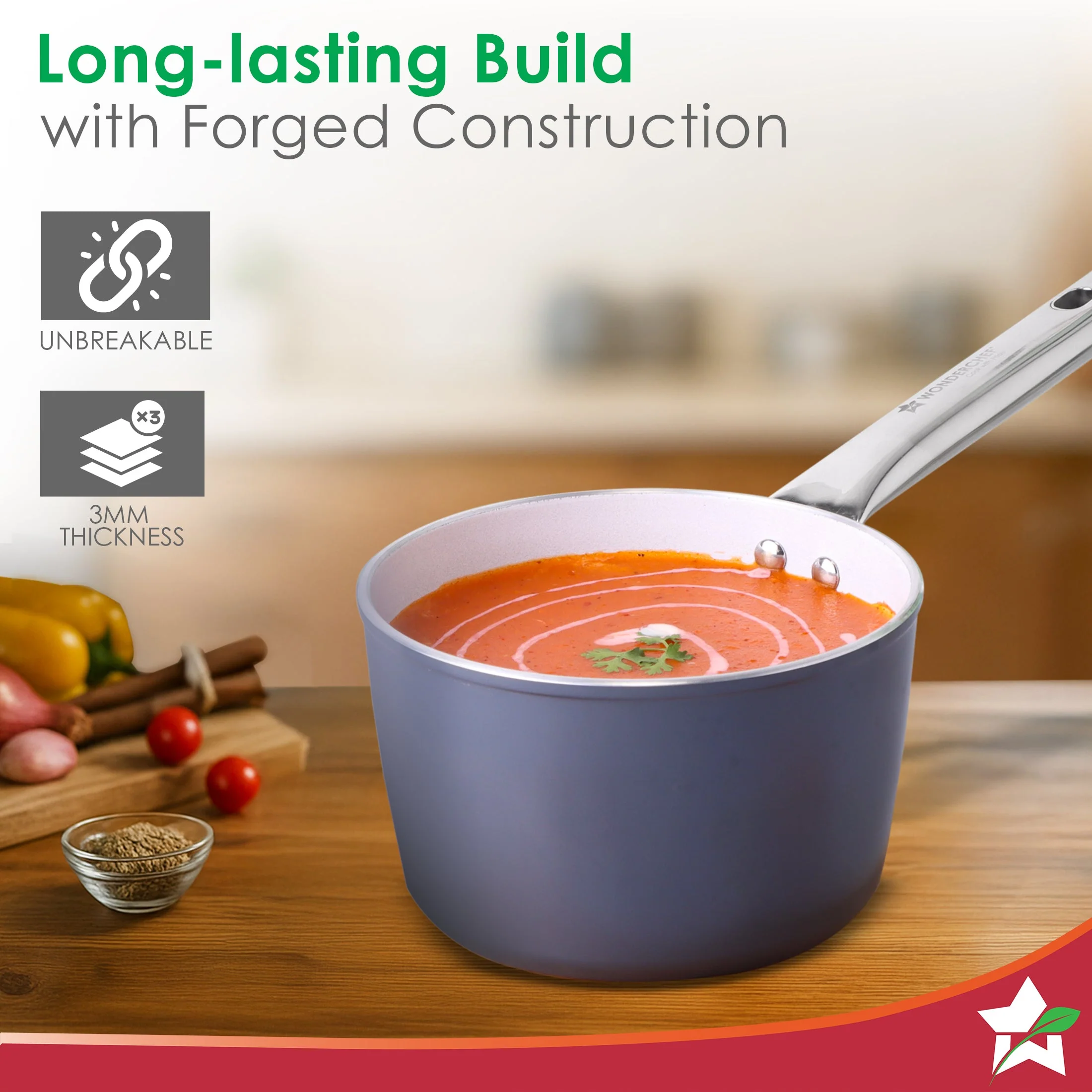 Eco-Glide Ceramic Saucepan 16cm, Non-Toxic, Chemical & PFOA Free, 1.75L capacity, Low Oil Cooking, Scratch-resistant, Stainless-steel Handle, Gas & Induction Compatible, 2-Yr Warranty, Grey - Image 7