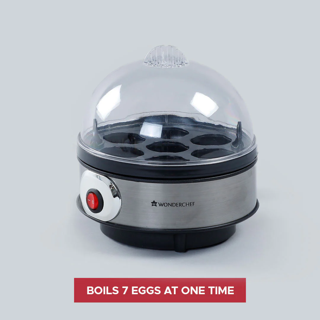 Instant Electric Egg Boiler with 7 Egg Poachers|3 Boiling Modes, Soft, Medium, Hard| Auto Shut Off Technology| Non-stick Egg Rack, Transparent Lid, Stainless Steel Body & Heating Plate, Steamer Rack| Alarm| Easy & Quick Operation| Black| 2 Year Warranty - Image 2