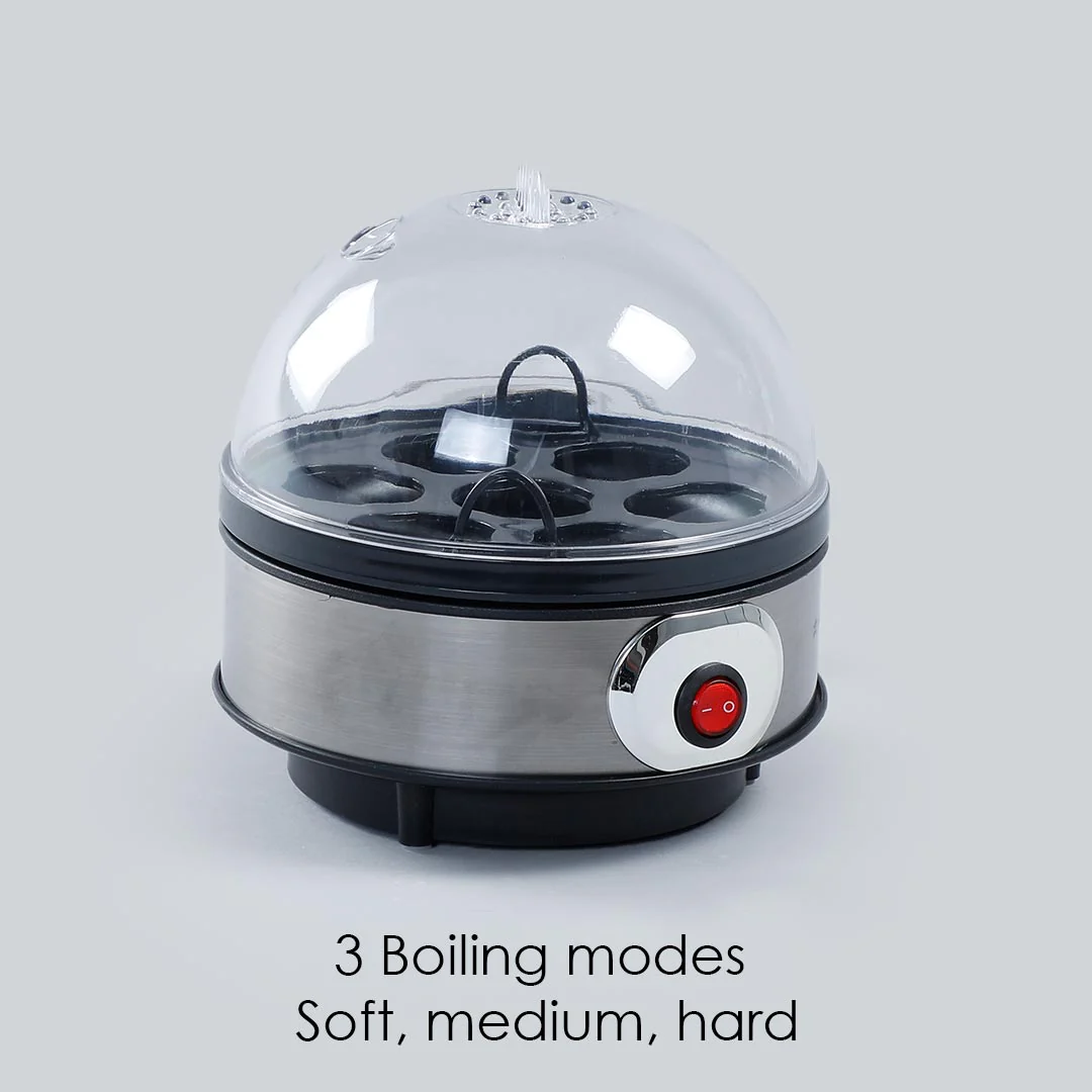 Instant Electric Egg Boiler with 7 Egg Poachers|3 Boiling Modes, Soft, Medium, Hard| Auto Shut Off Technology| Non-stick Egg Rack, Transparent Lid, Stainless Steel Body & Heating Plate, Steamer Rack| Alarm| Easy & Quick Operation| Black| 2 Year Warranty - Image 3