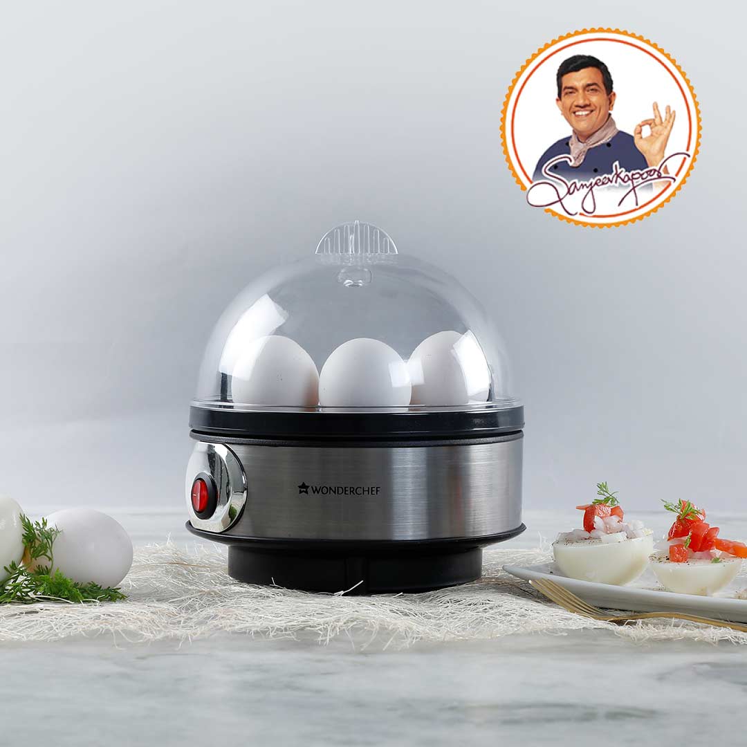 Instant Electric Egg Boiler with 7 Egg Poachers|3 Boiling Modes, Soft, Medium, Hard| Auto Shut Off Technology| Non-stick Egg Rack, Transparent Lid, Stainless Steel Body & Heating Plate, Steamer Rack| Alarm| Easy & Quick Operation| Black| 2 Year Warranty - Image 8