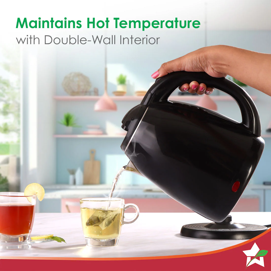 Essenza Cool-touch Electric Kettle | 1.8L | Stainless-steel Inner Body | 1350W | Rapid Boiling in 5 Mins | Boil Water for Tea, Coffee, Instant Recipes | Auto Shut-off | Boil Dry Protection | 2-Year Warranty - Image 4