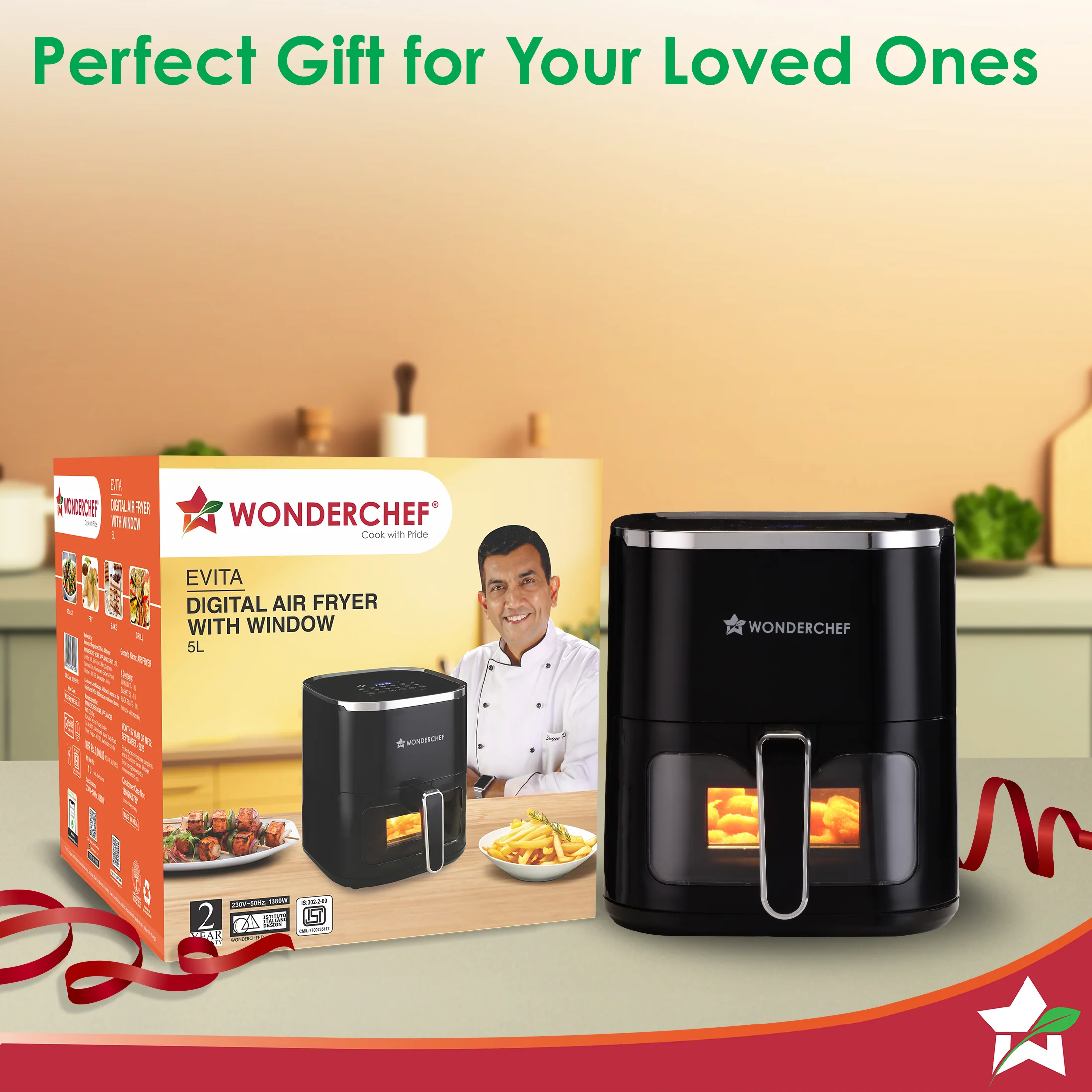 Evita Digital Air Fryer, 1350W, 5 L, Rapid Hot Air Technology, 8 Pre-set Menus, Non-stick Basket, In-built Memory, Customised Time & Temperature Control, Fry, Bake, Grill, 2-Yr Warranty - Image 11