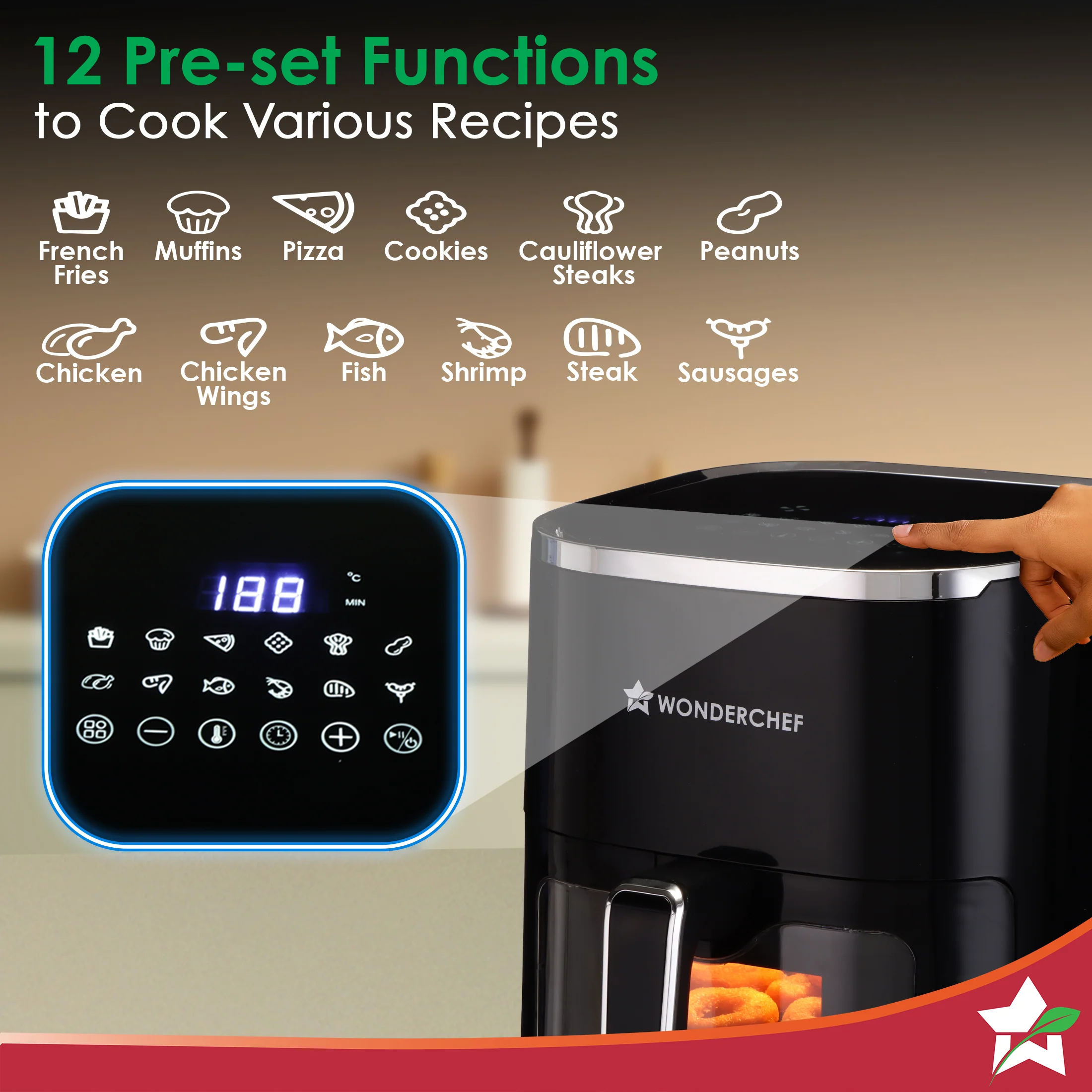 Evita Digital Air Fryer, 1350W, 5 L, Rapid Hot Air Technology, 8 Pre-set Menus, Non-stick Basket, In-built Memory, Customised Time & Temperature Control, Fry, Bake, Grill, 2-Yr Warranty - Image 5