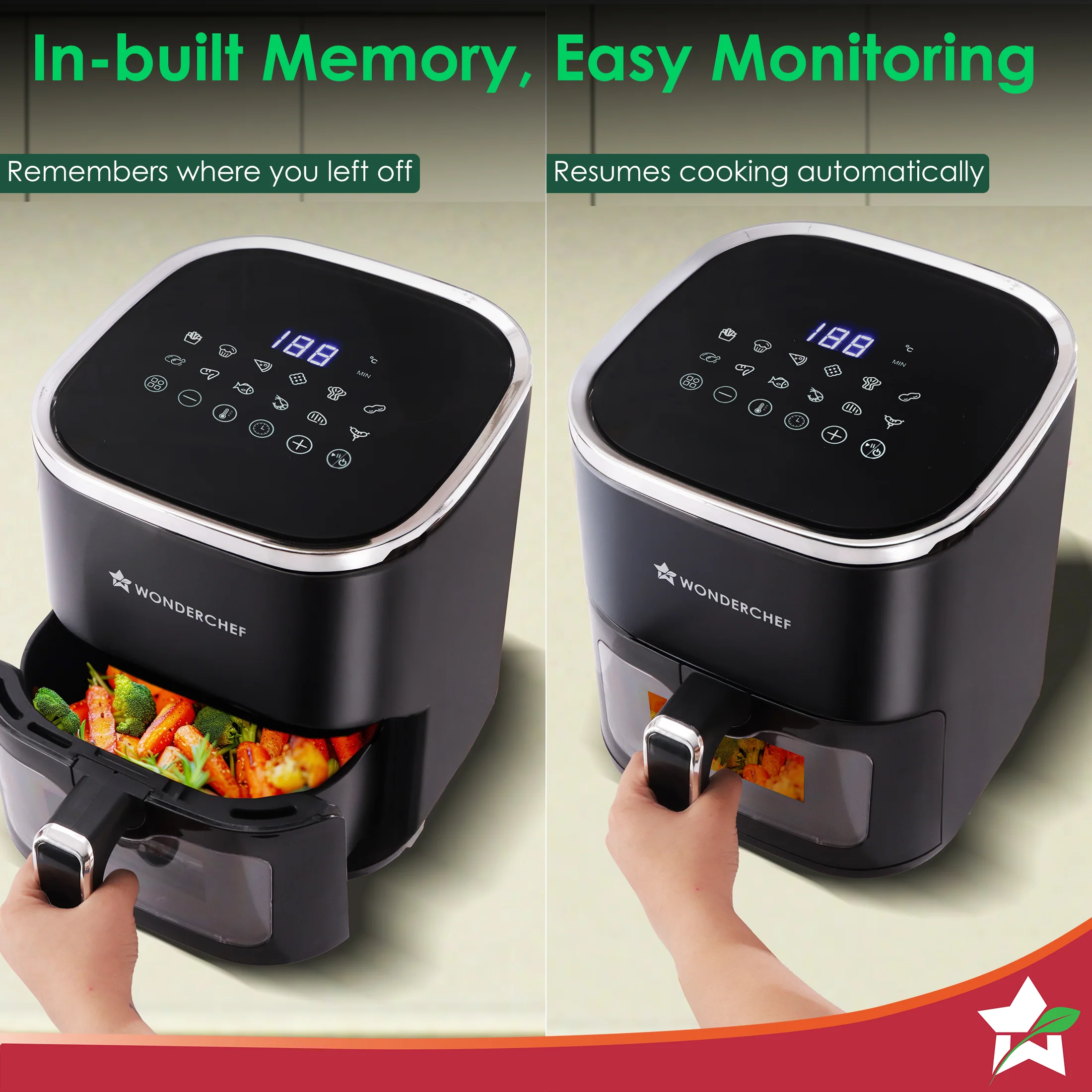 Evita Digital Air Fryer, 1350W, 5 L, Rapid Hot Air Technology, 8 Pre-set Menus, Non-stick Basket, In-built Memory, Customised Time & Temperature Control, Fry, Bake, Grill, 2-Yr Warranty - Image 7