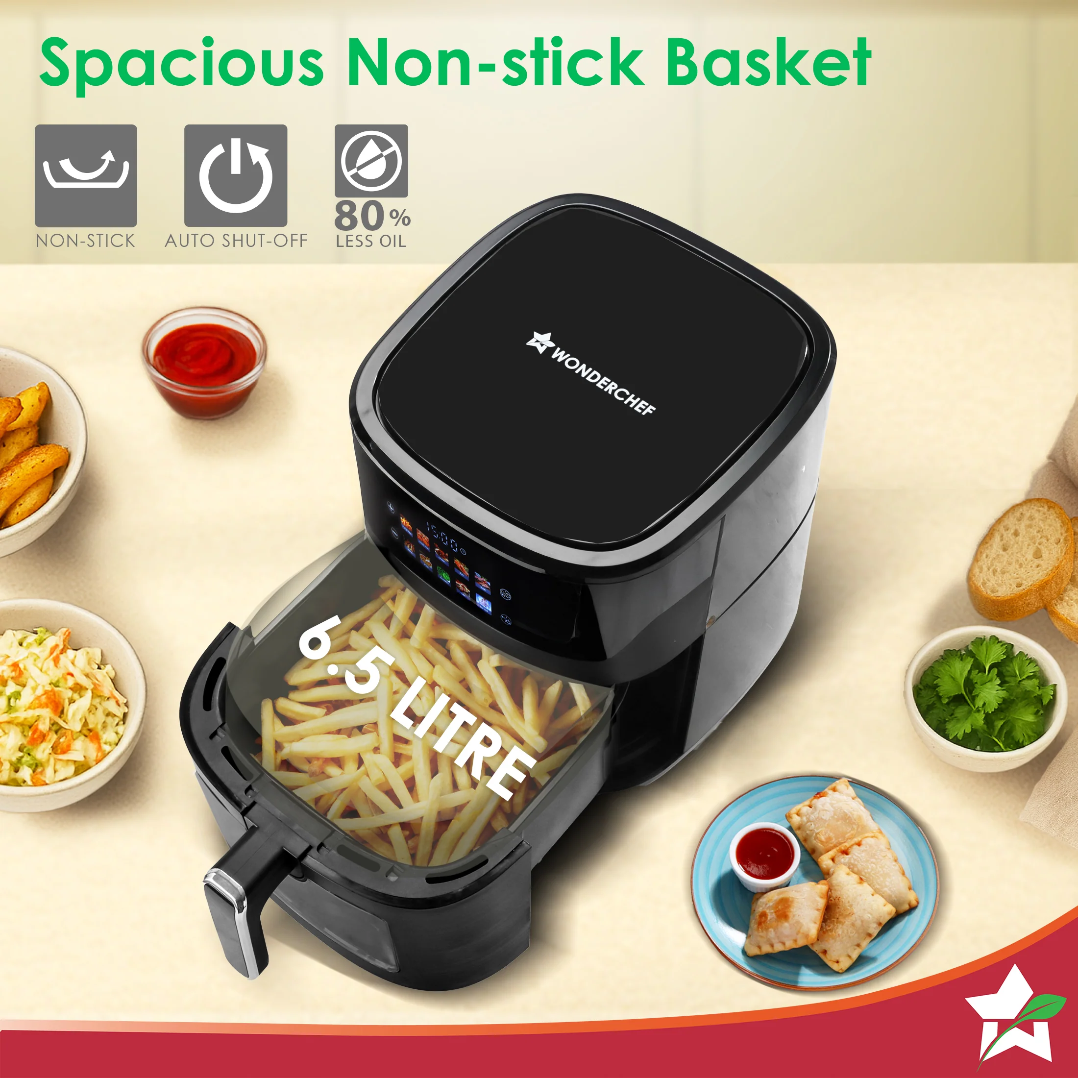 Evita Digital Air Fryer, 1600W, 6.5 L, Rapid Hot Air Technology, 10 Pre-set Menus, Non-stick Basket, In-built Memory, Customised Time & Temperature Control, Fry, Bake, Grill, 2-Yr Warranty - Image 10