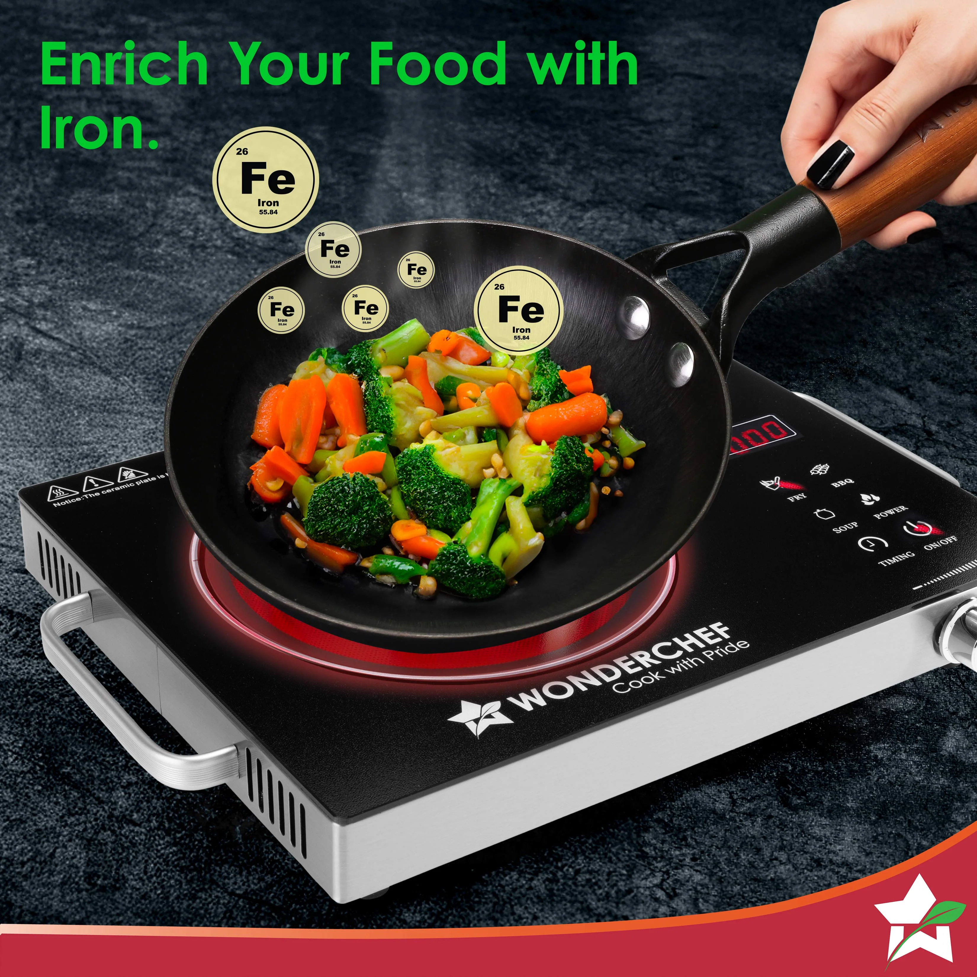 Pre-Seasoned Ferro Light 20cm Cast Iron Fry Pan | 800 ml | Acacia Wooden Handles | Gravity Moulding Technology | No Chemical Coating | 10 Year Warranty - Image 4