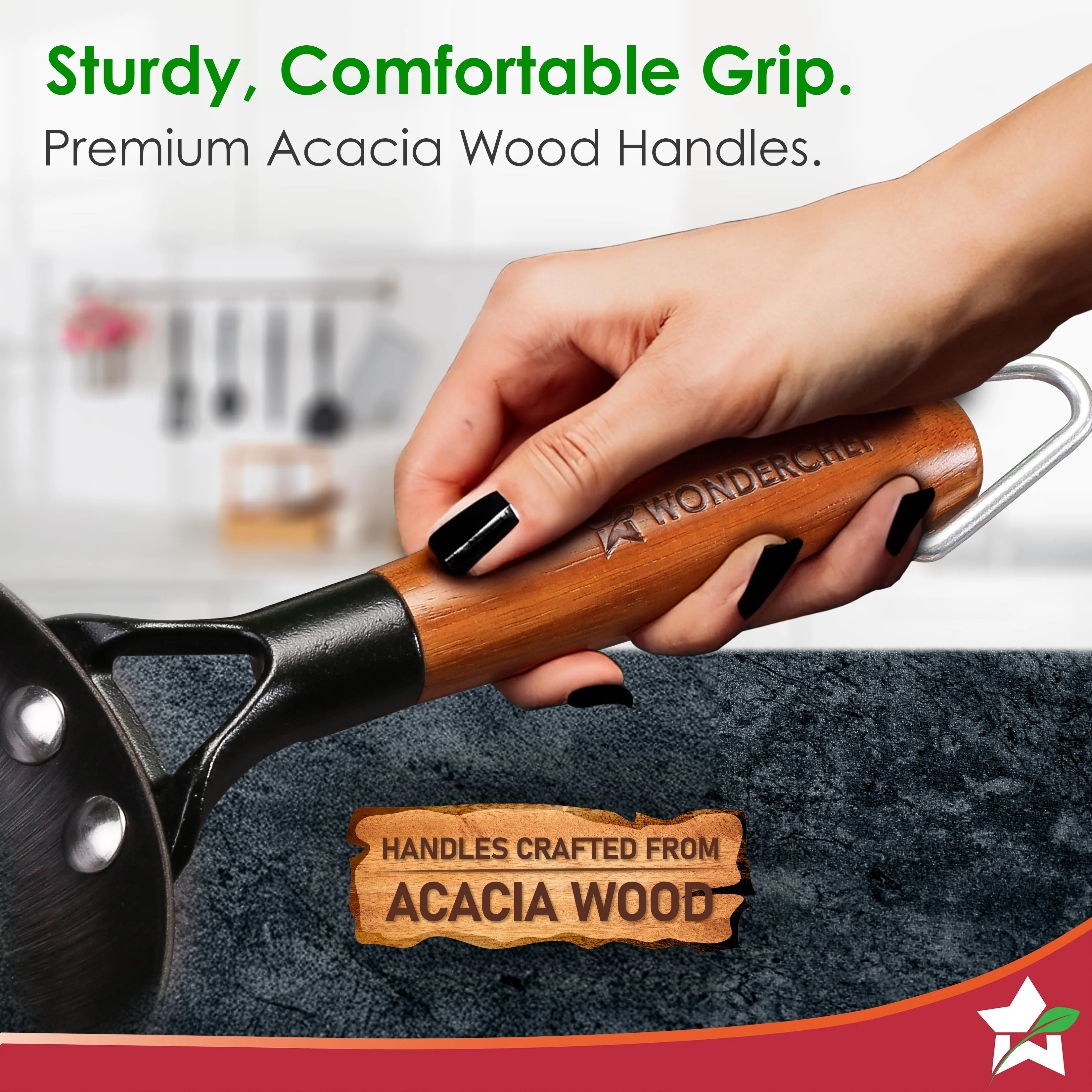 Pre-Seasoned Ferro Light 20cm Cast Iron Fry Pan | 800 ml | Acacia Wooden Handles | Gravity Moulding Technology | No Chemical Coating | 10 Year Warranty - Image 6