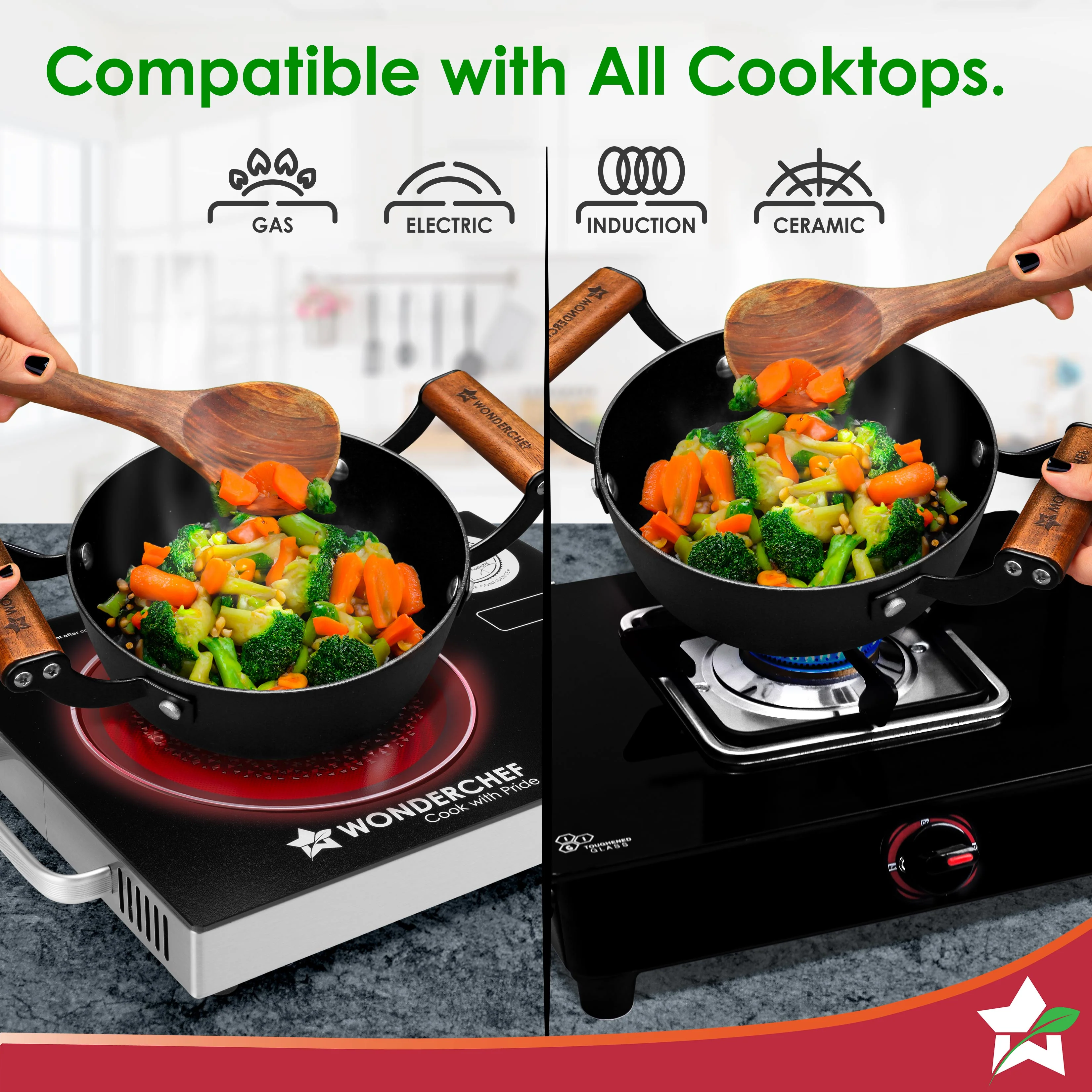 Ferro Light-weight Cast-iron Deep Kadhai, 18cm, 40% Lighter, Pre-seasoned with 100% Vegetable Oil, Non-toxic, Chemical-free, Induction-friendly, Long Cool-touch Wood Handles, 10-Yr Warranty - Image 7