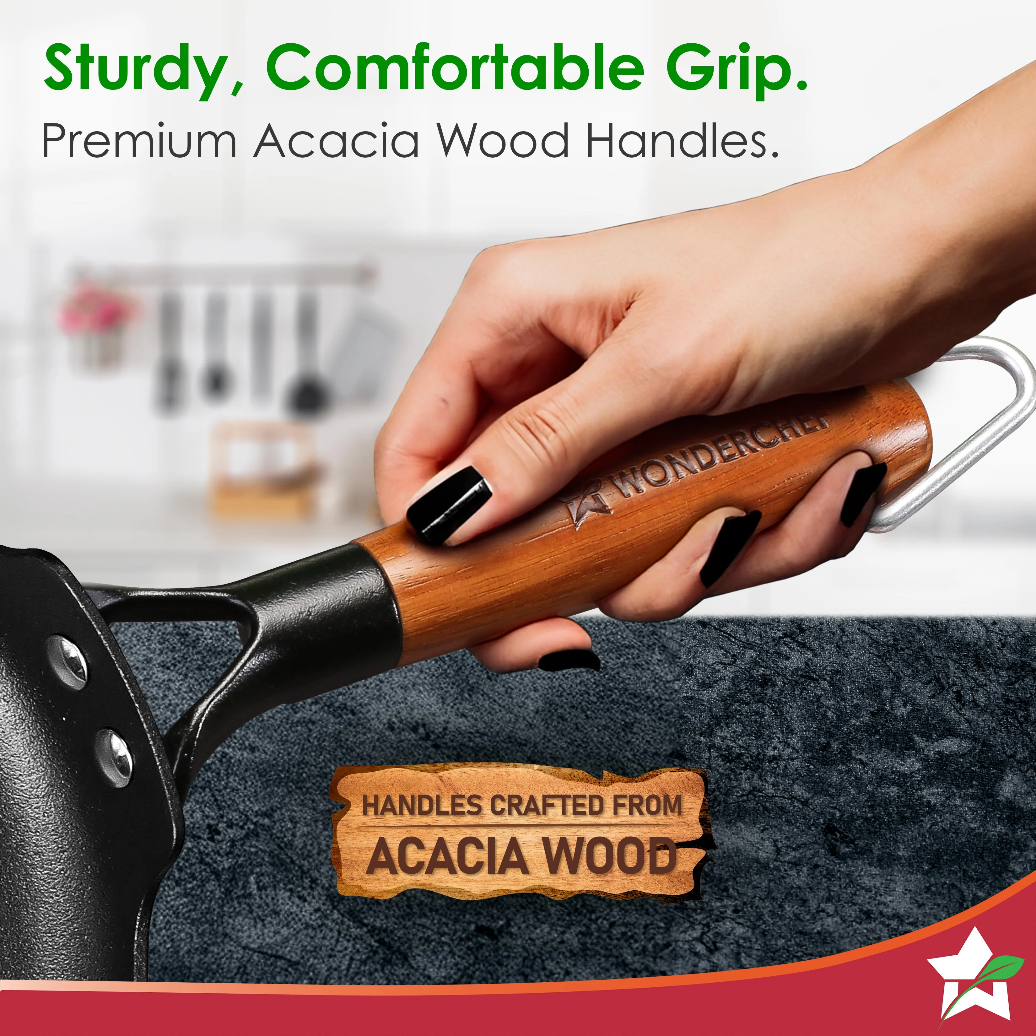 Ferro Light-weight Cast-iron Dosa Tawa, 26cm, 40% Lighter, Pre-seasoned with 100% Vegetable Oil, Non-toxic, Chemical-free, Induction-friendly, Long Cool-touch Wood Handles, 10-Yr Warranty - Image 6