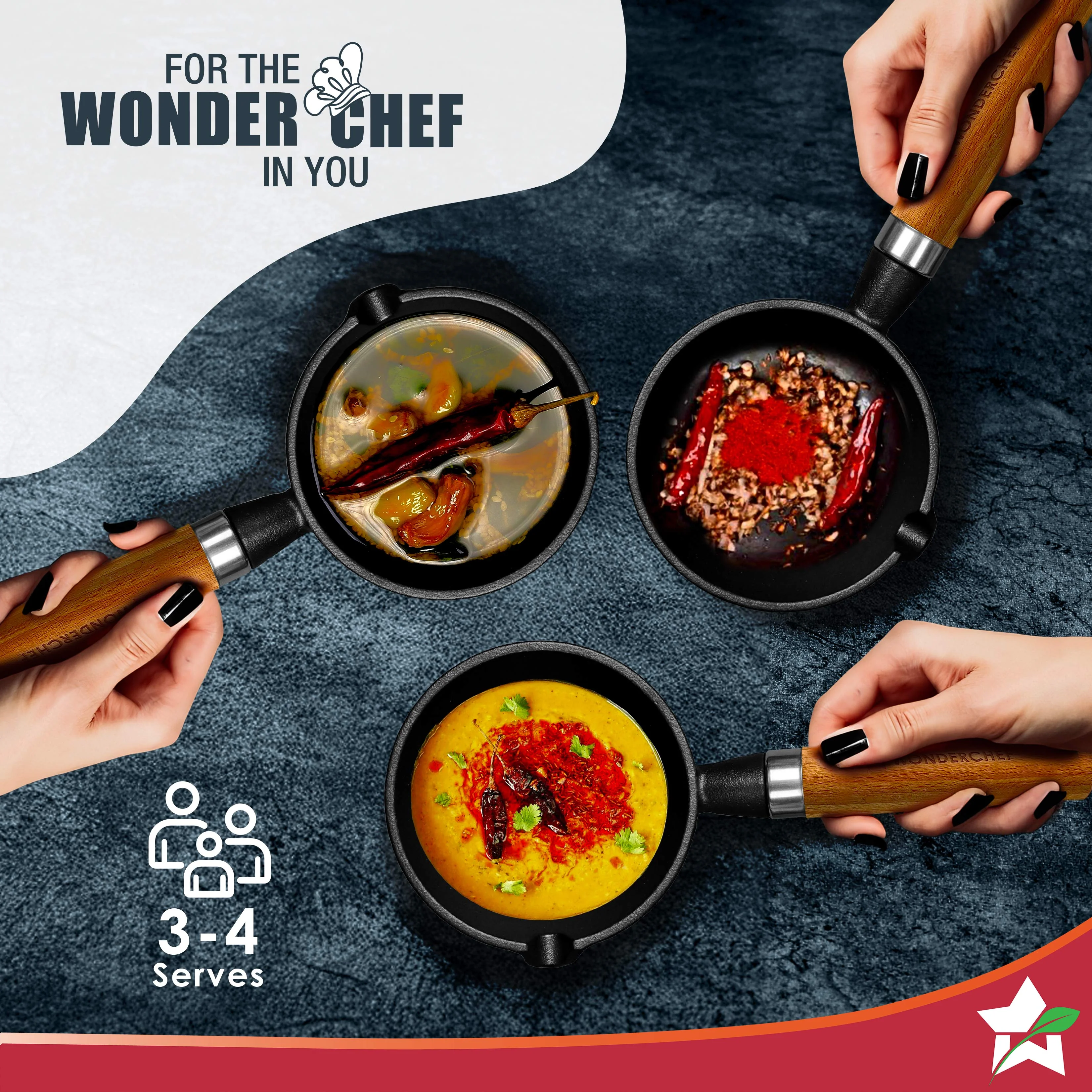 Ferro Light-weight Cast-iron Tadka Pan for Tempering, 40% Lighter, Pre-seasoned with 100% Vegetable Oil, Chemical-free, Induction-friendly, Long Cool-touch Wood Handles, 10-Yr Warranty - Image 8