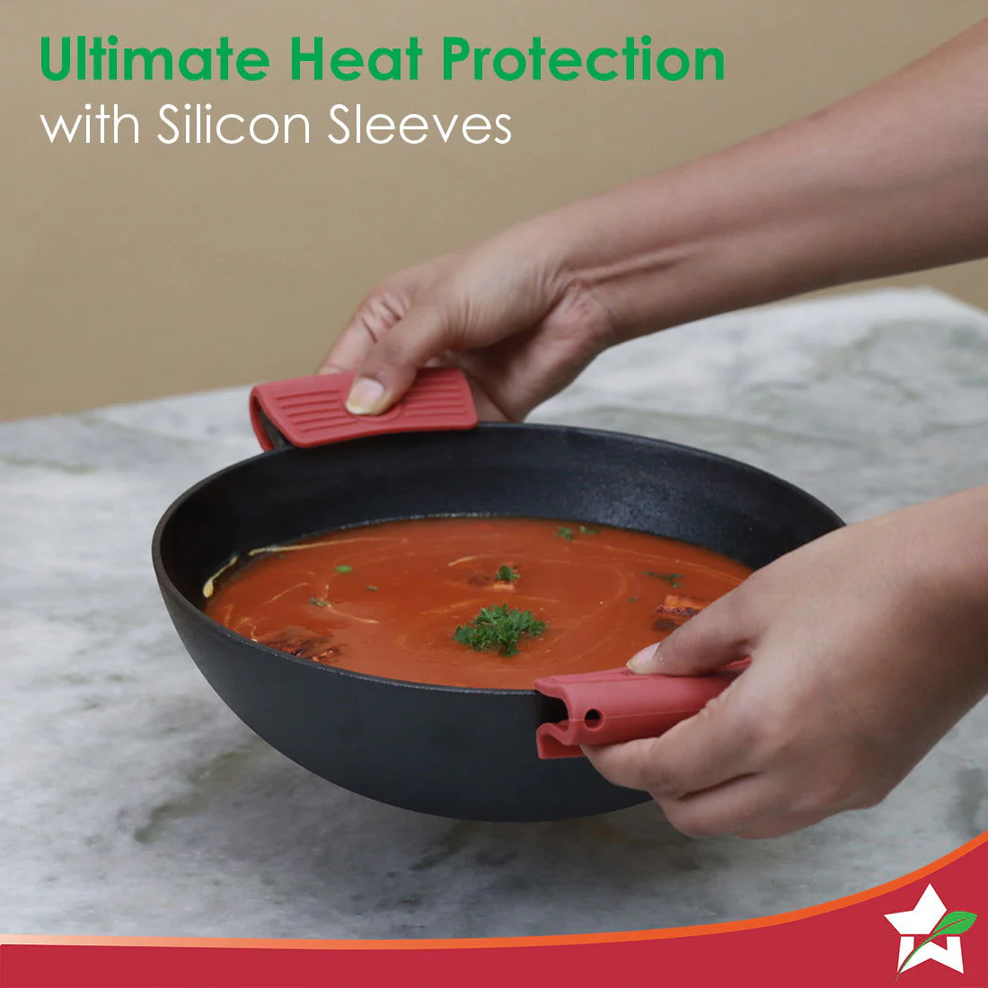Forza 30cm Cast-iron Kadhai, Pre-Seasoned Cookware, Induction Friendly, 3.35L, 3.8mm - Image 6