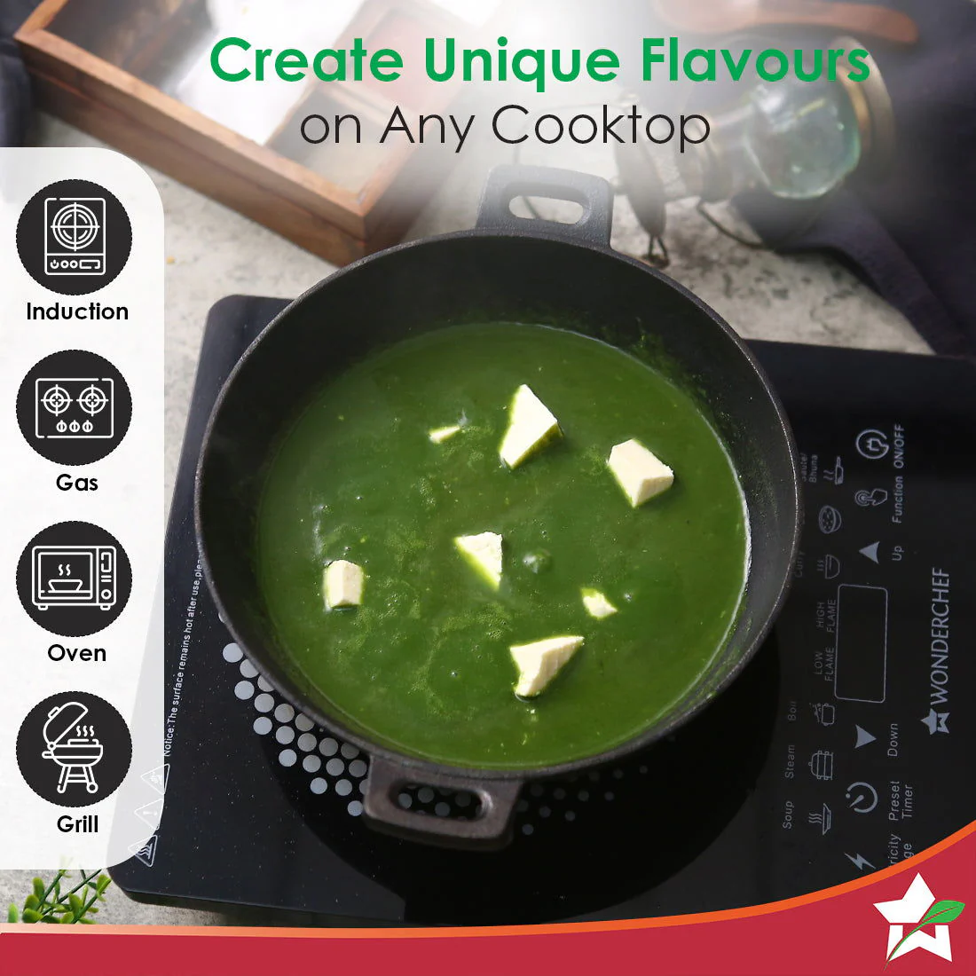 Forza 30cm Cast-iron Kadhai, Pre-Seasoned Cookware, Induction Friendly, 3.35L, 3.8mm - Image 7