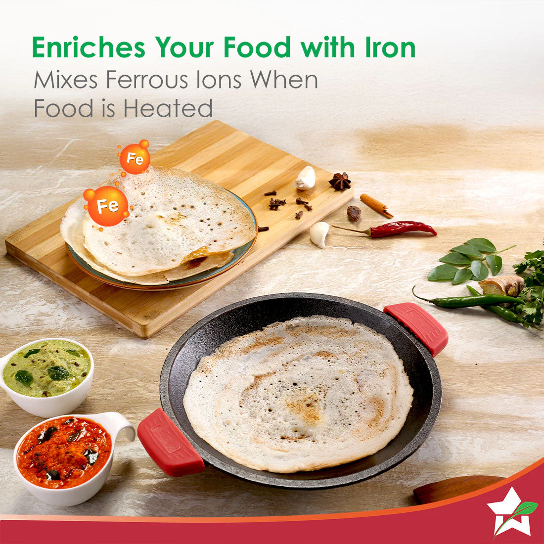 Forza Cast-iron Appachetty | 20cm | Made from Heavy-duty Cast-iron | For Appams, Dosas, Rotis | Naturally Non-stick | Uniform Heating, Slow Cooking | Chemical-free | Lifetime Warranty - Image 7