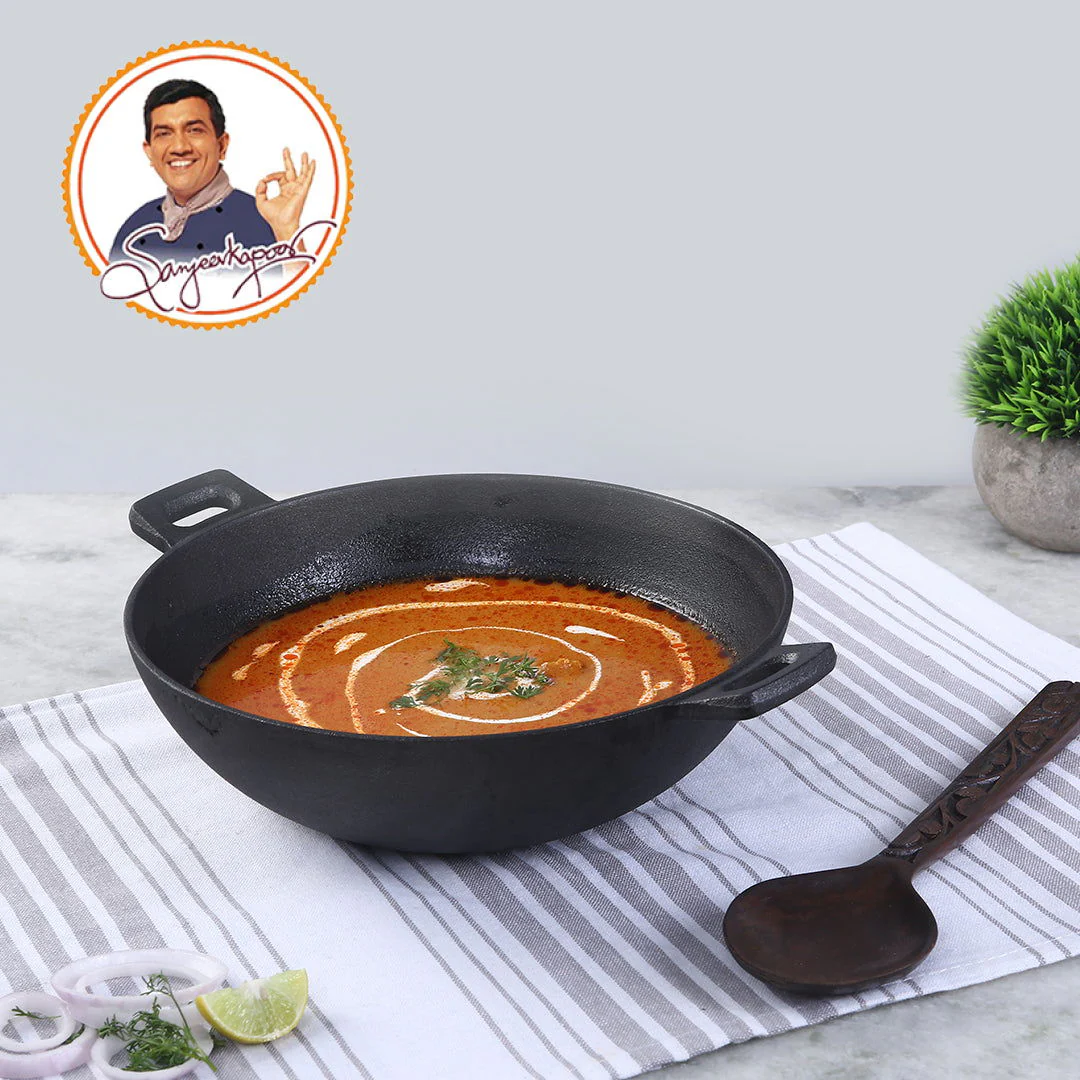 Forza 24 cm Cast-iron Kadhai, Pre-Seasoned Cookware, Induction Friendly, 1.9L, 3.8mm - Image 11