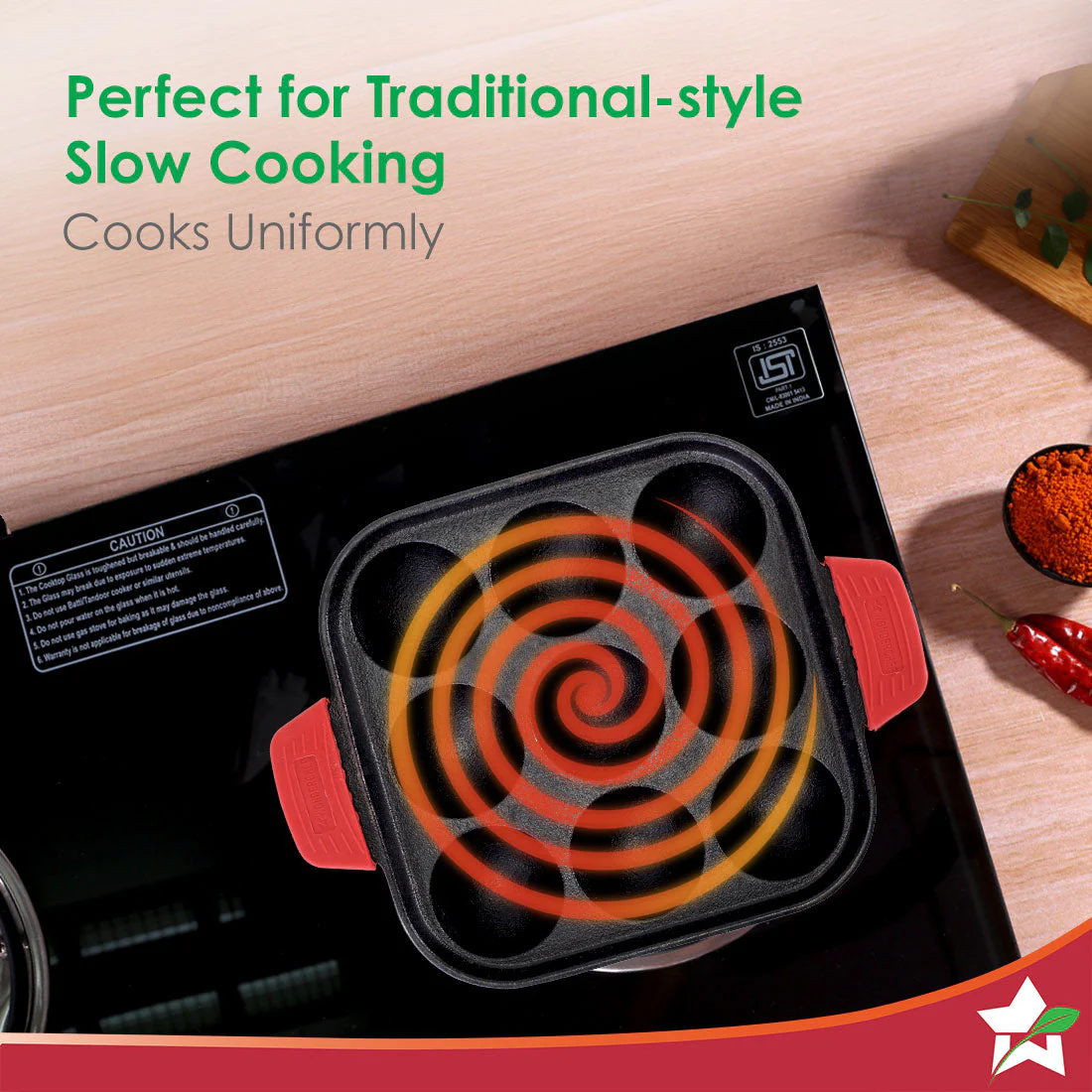Forza Cast-iron Paniyarakal | Square | Made from Heavy-duty Cast-iron | For Paniyarams, Bondas | Naturally Non-stick | Uniform Heating, Slow Cooking | Chemical-free | Lifetime Warranty - Image 5