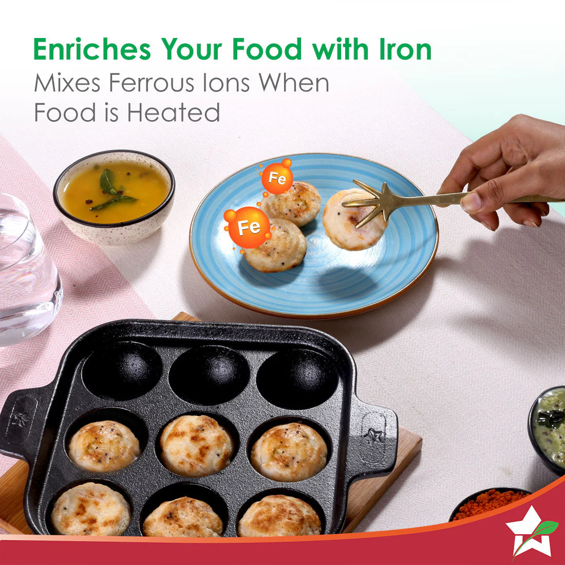 Forza Cast-iron Paniyarakal | Square | Made from Heavy-duty Cast-iron | For Paniyarams, Bondas | Naturally Non-stick | Uniform Heating, Slow Cooking | Chemical-free | Lifetime Warranty - Image 6