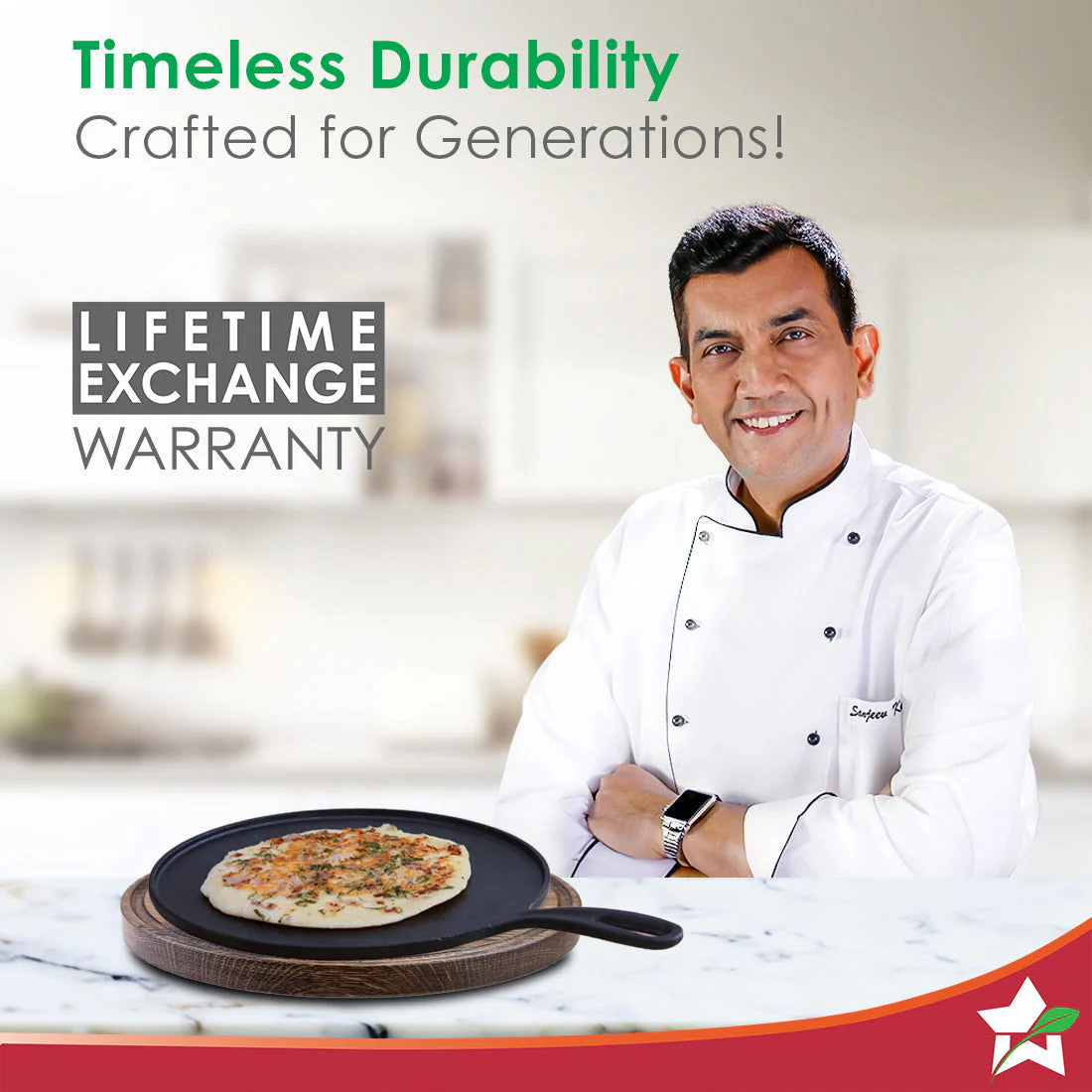 Forza Cast-Iron 27 cm Dosa Tawa Pan | Pre-Seasoned Cookware | Induction Friendly | 4 mm | With Lifetime Exchange Warranty - Image 2