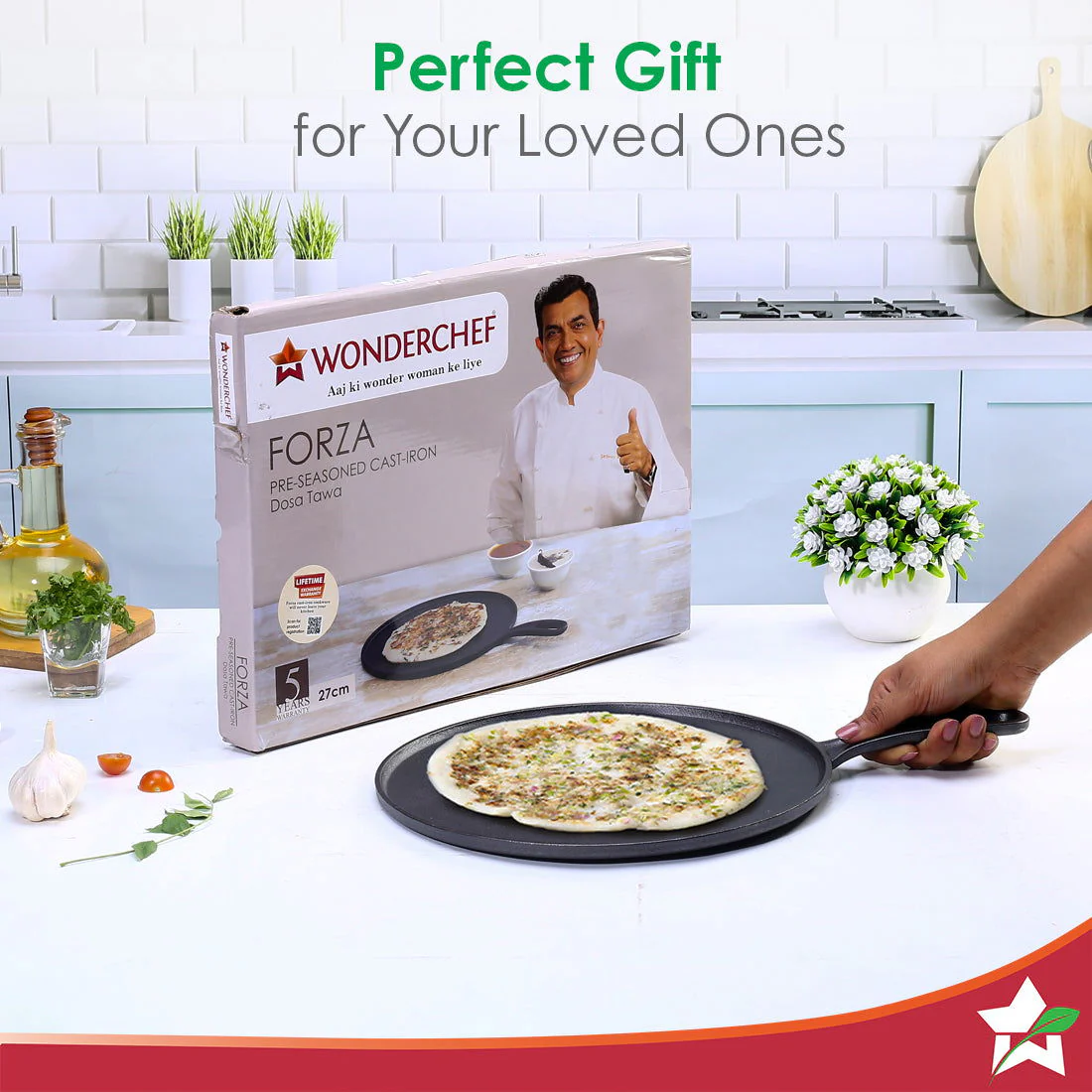 Forza Cast-Iron 27 cm Dosa Tawa Pan | Pre-Seasoned Cookware | Induction Friendly | 4 mm | With Lifetime Exchange Warranty - Image 8