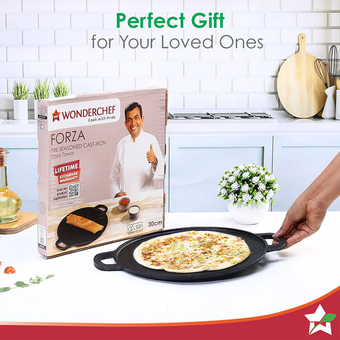 Forza Pre-Seasoned 30 cm Cast-iron Dosa Tawa - Image 10