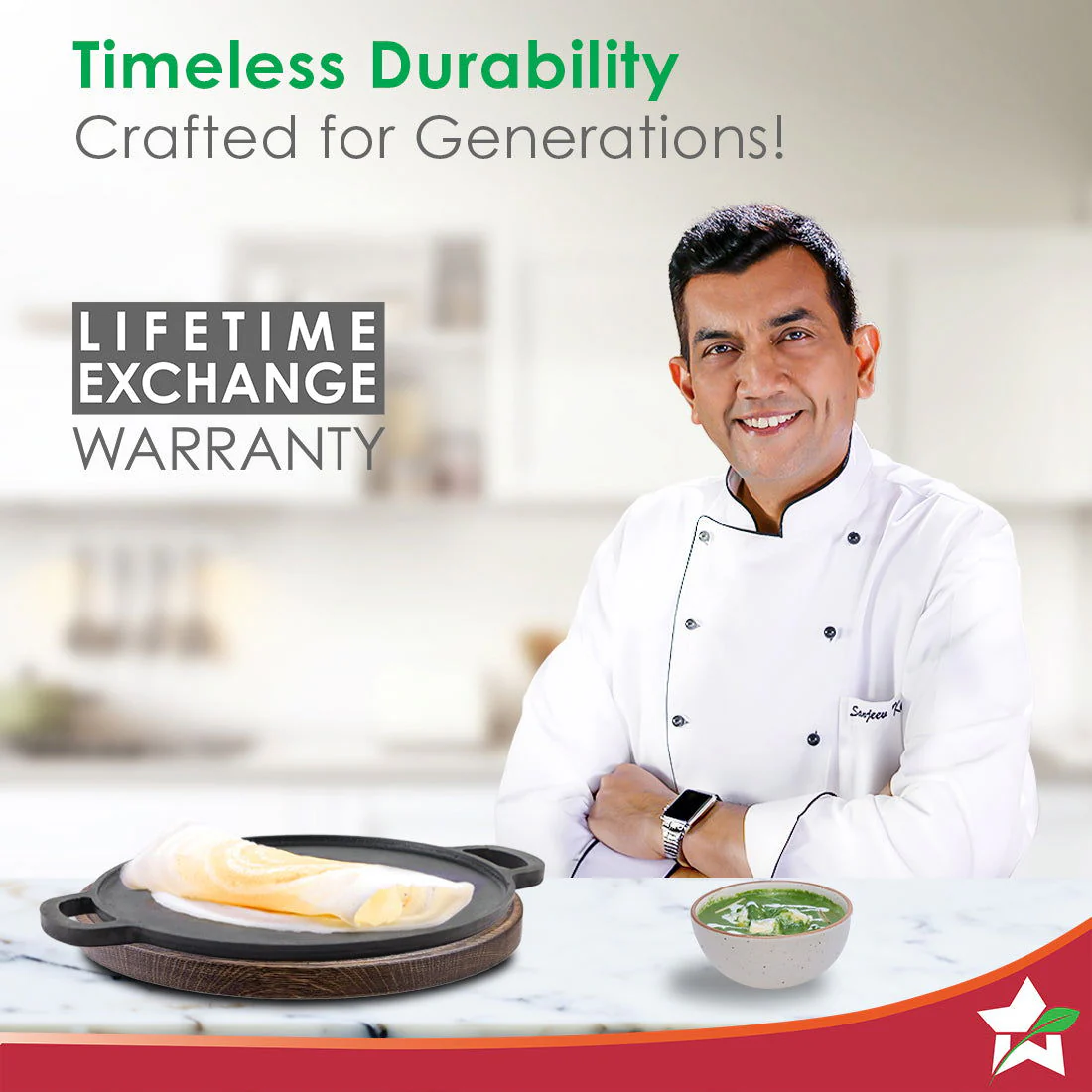 Forza Pre-Seasoned 30 cm Cast-iron Dosa Tawa - Image 3