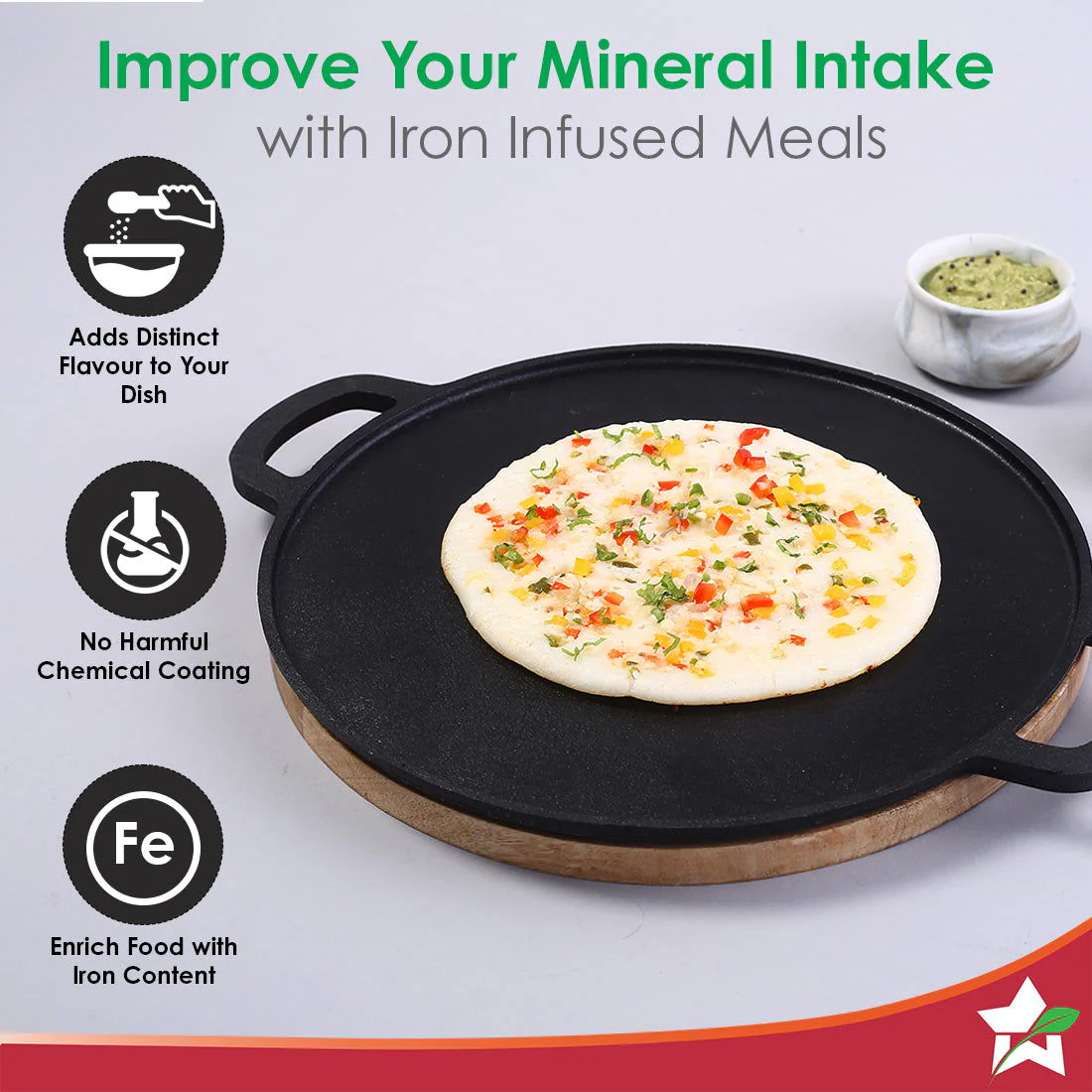 Forza Pre-Seasoned 30 cm Cast-iron Dosa Tawa - Image 5