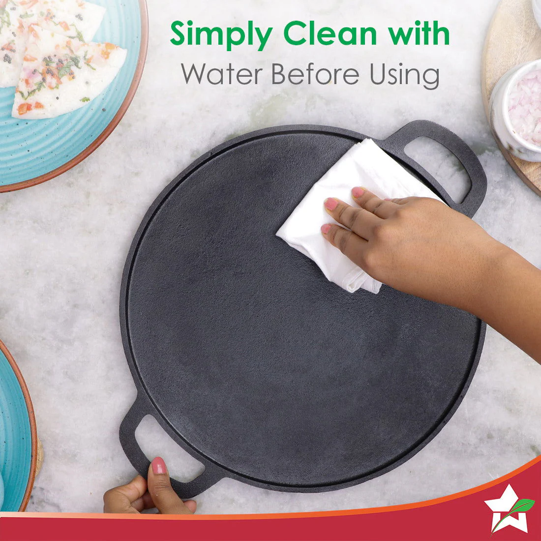 Forza Pre-Seasoned 30 cm Cast-iron Dosa Tawa - Image 7