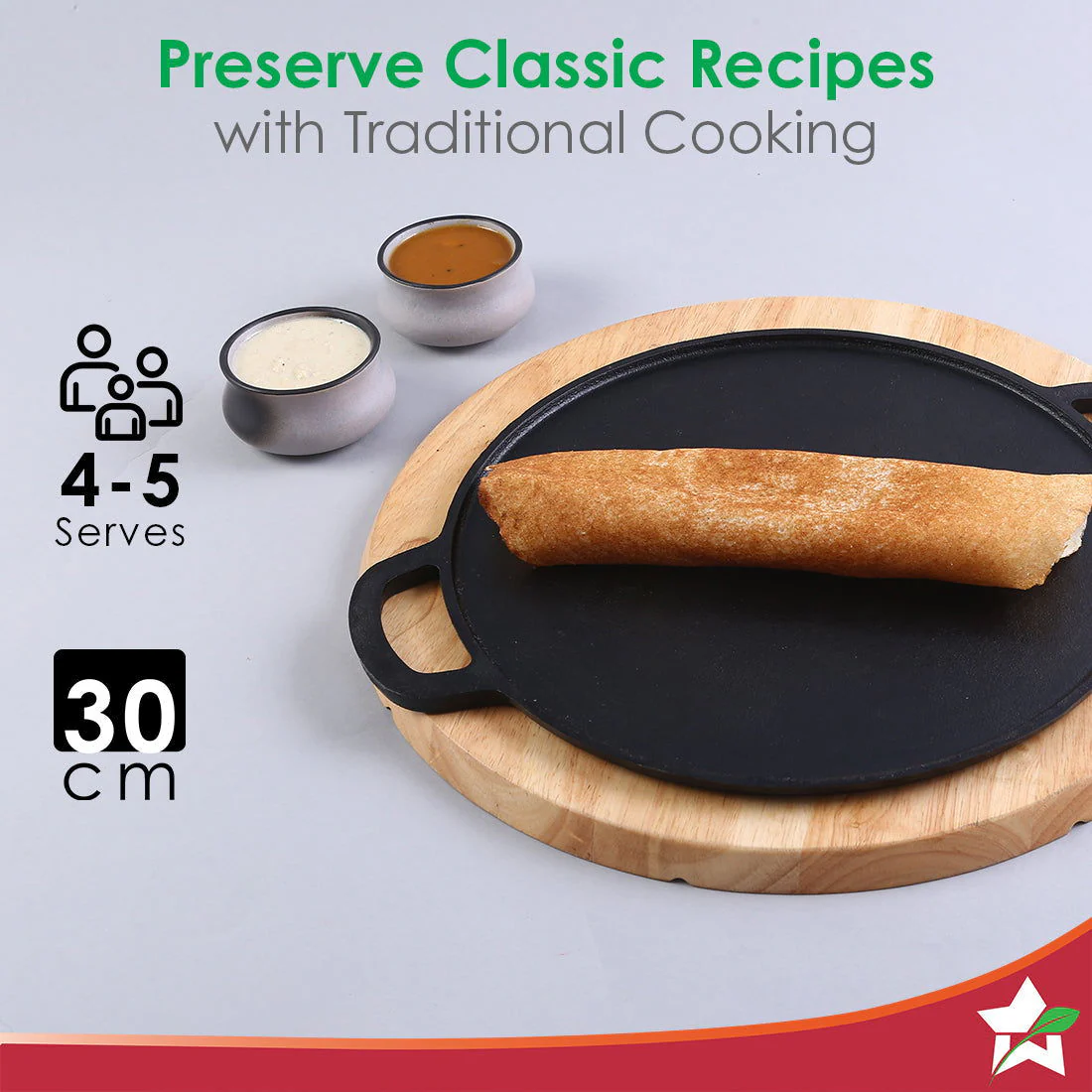 Forza Pre-Seasoned 30 cm Cast-iron Dosa Tawa - Image 9