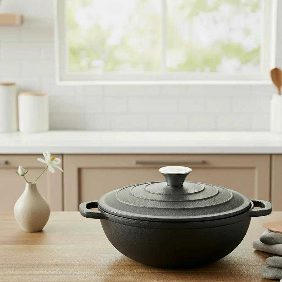Forza Pre-Seasoned Cast-iron Kadhai Lid, 30cm