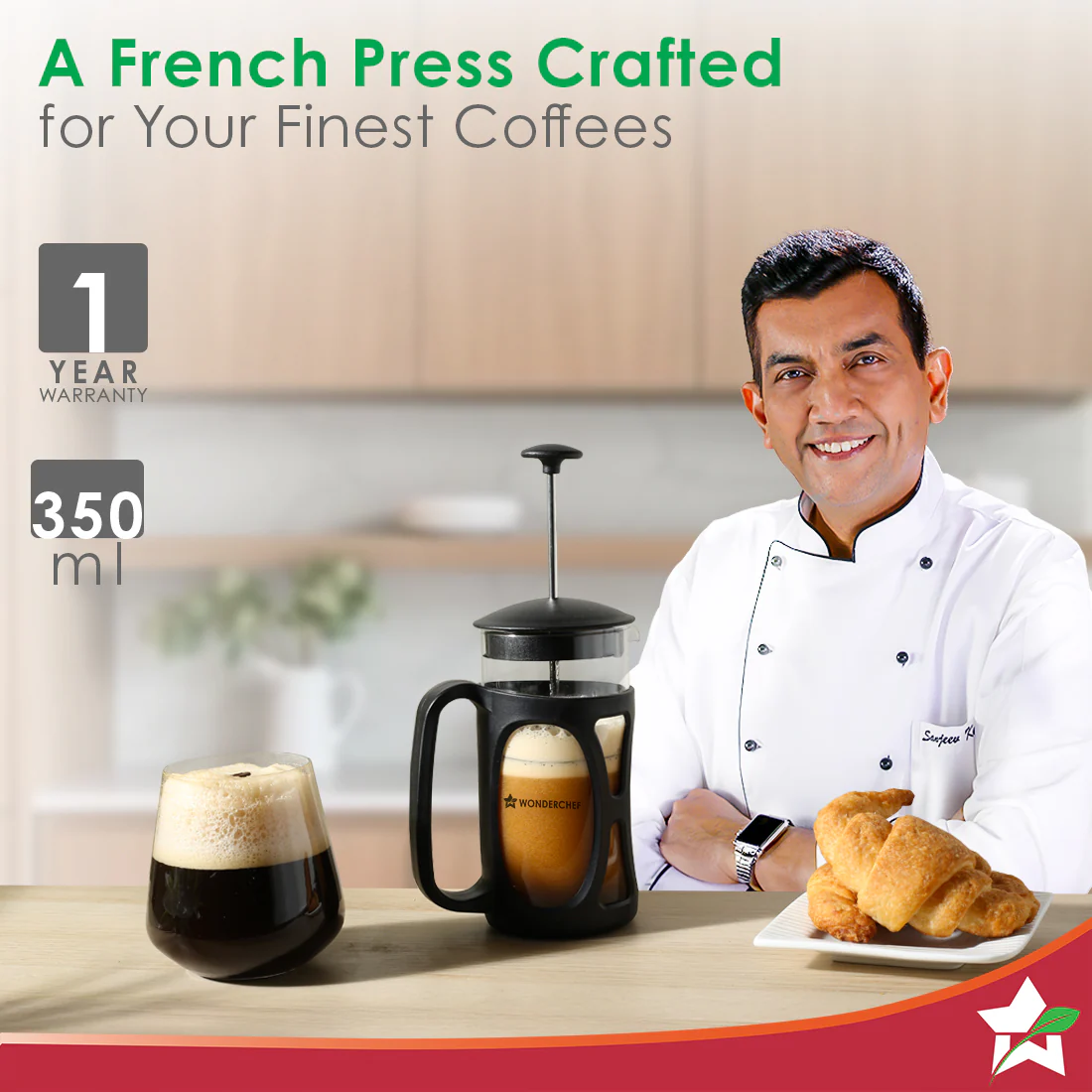 French Press Coffee Maker & Milk Frother Gift Combo | Brew in 3 Mins | Heat Resistant Borosilicate Glass Carafe | Battery-Operated Frother for Coffee, Hot Chocolate, etc. - Image 2