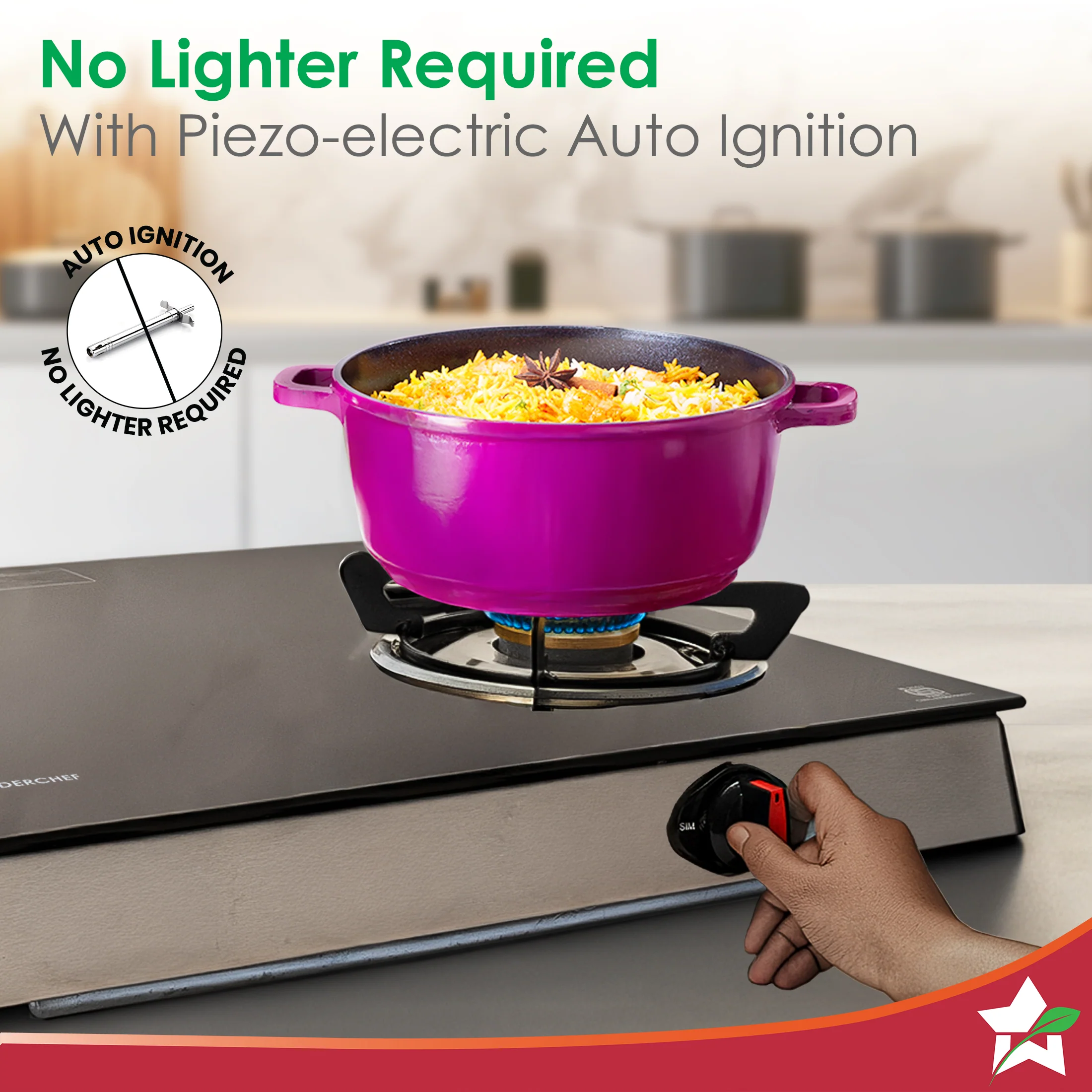Galaxy 2 Burner Auto Gas Stove | 6mm Toughened Glass | Piezo Auto Ignition | 2 Years Warranty - Image 4