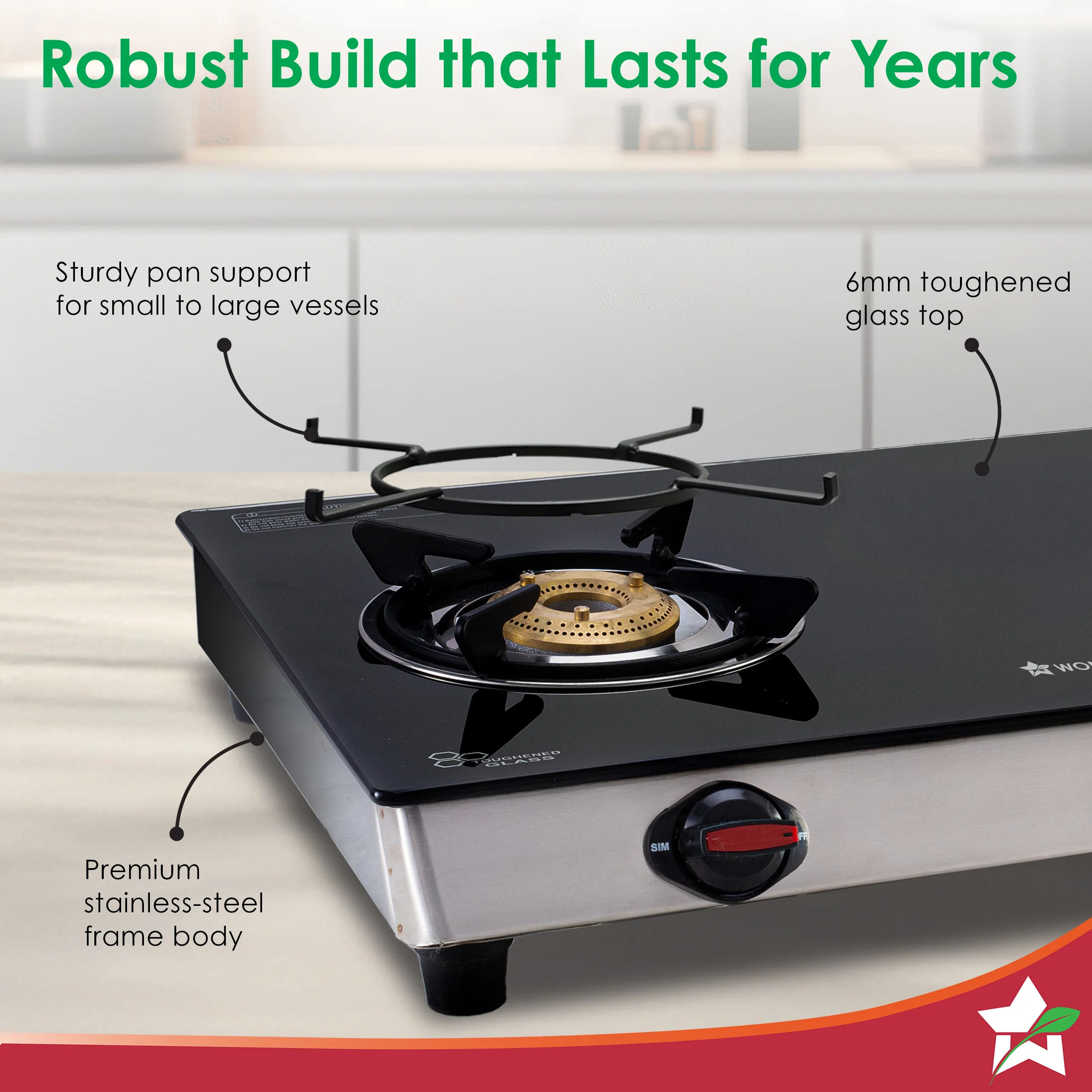 Galaxy 2 Burner Auto Gas Stove | 6mm Toughened Glass | Piezo Auto Ignition | 2 Years Warranty - Image 5