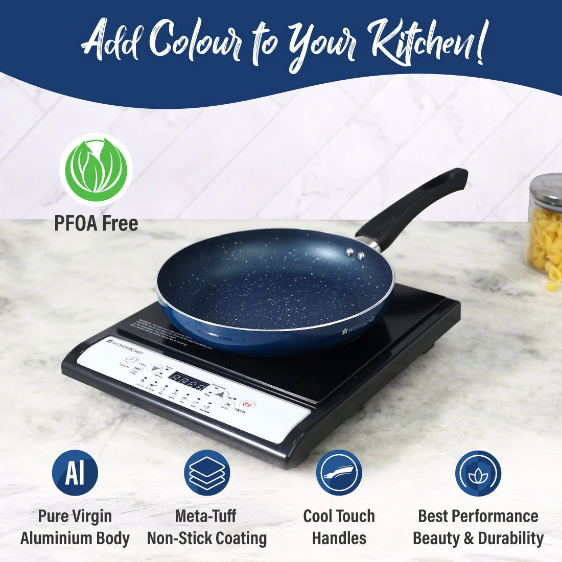 Galaxy Fry Pan 24 cm, 1.3 litres, Midnight Blue, 2 Years Warranty - Image 2